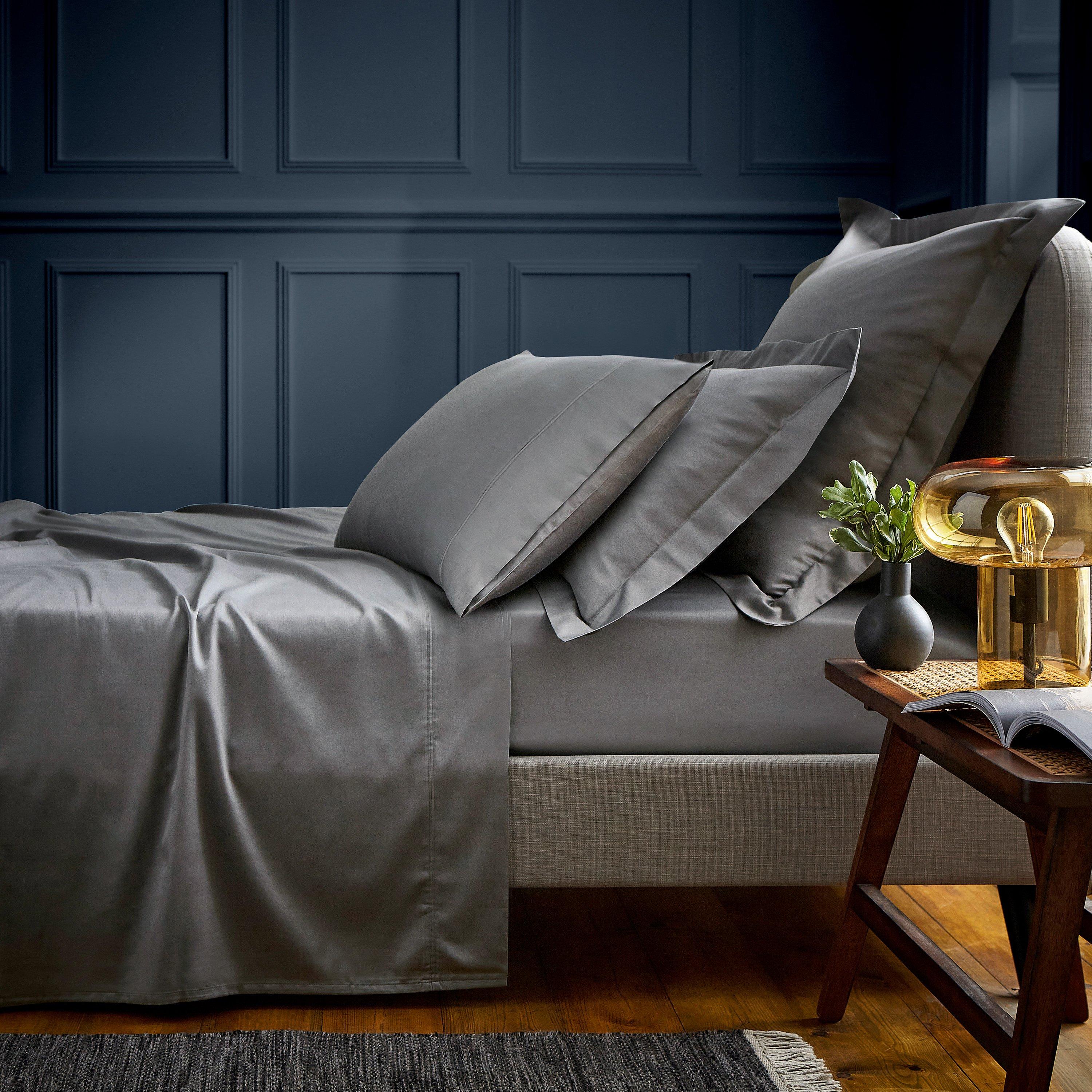 Grey - Bedeck of Belfast - FINE LINENS 600TC PLAIN DYE SQUARE PILLOWCASE - 2