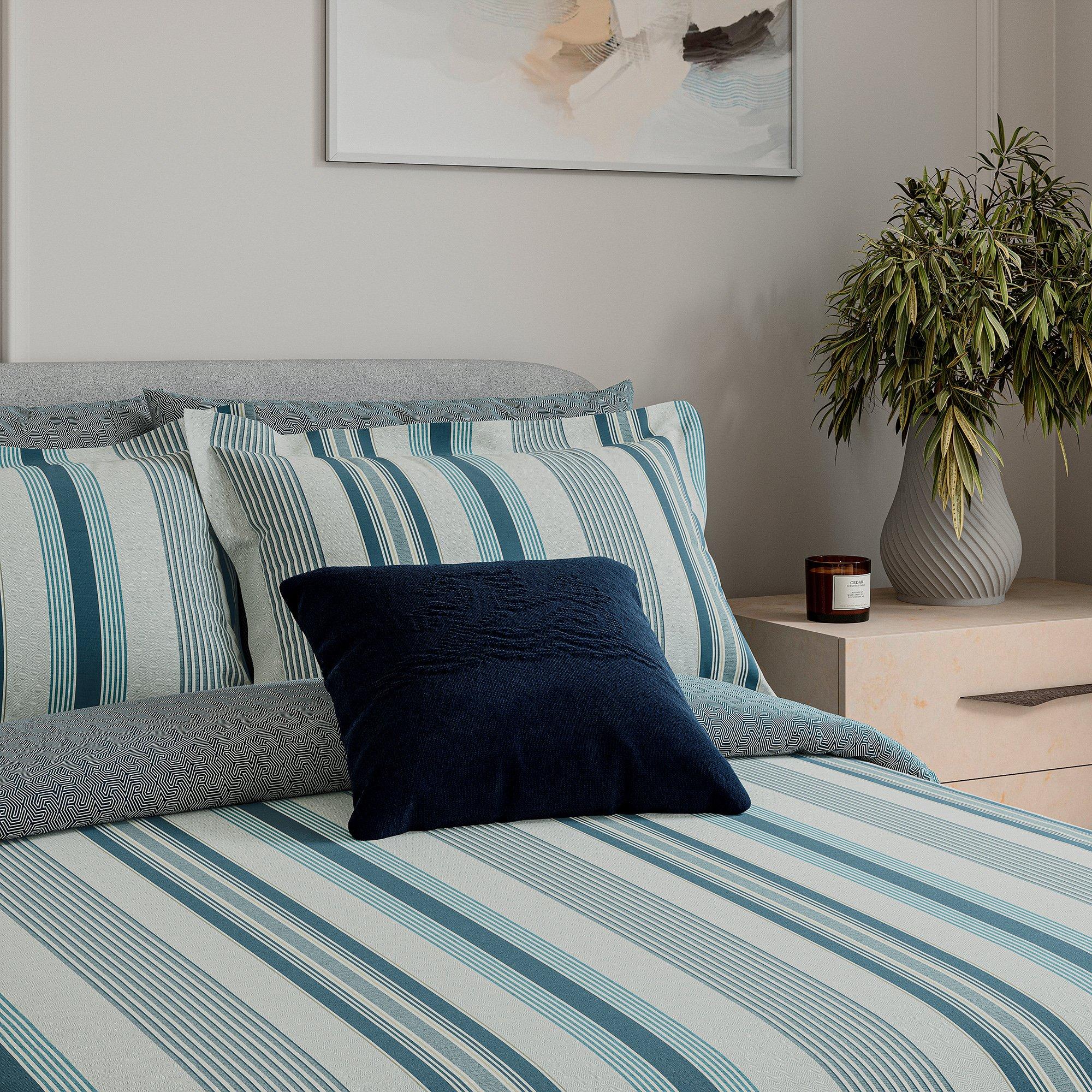 Teal - Bedeck of Belfast - Oren Cotton Std Pillowcase Pairs Teal - 3