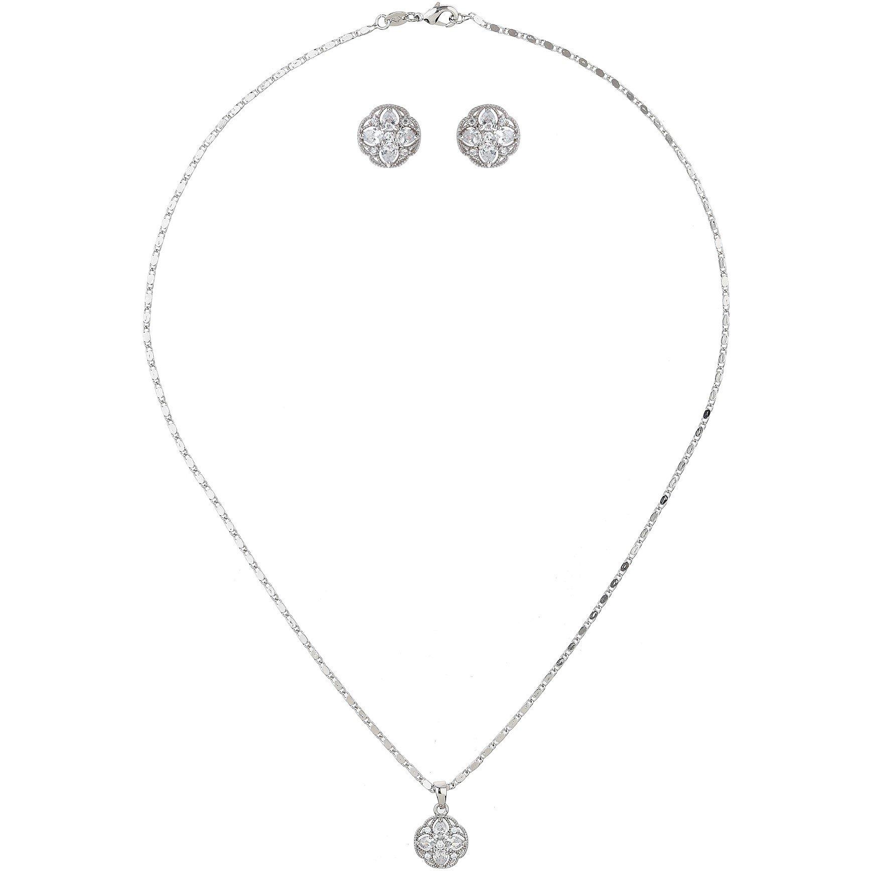 Bijela - Mason Knight Yager - Crystal Round Flowe Necklace Earring Set