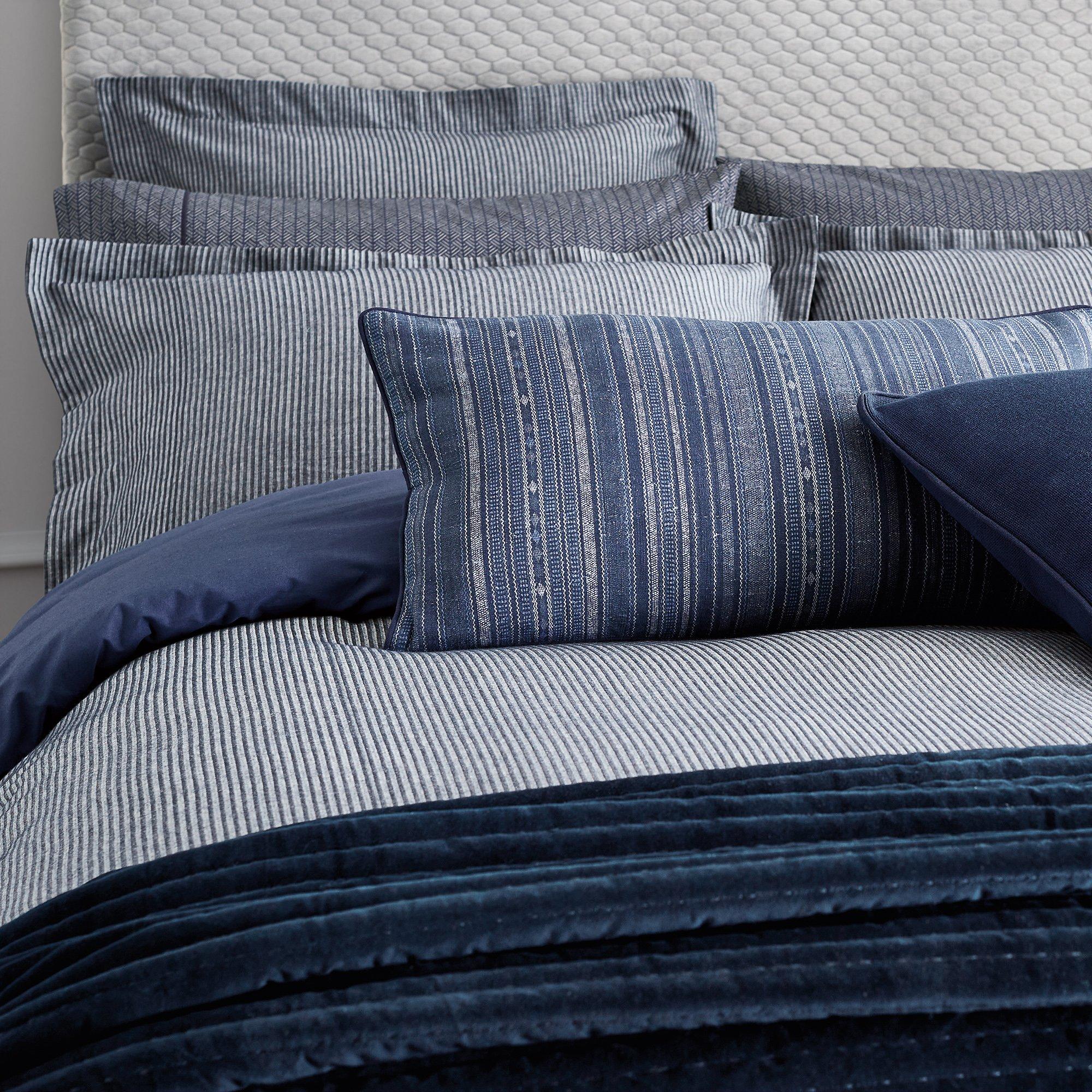 Midnight - Bedeck of Belfast - Mazana Woven Stripe Pillowcase Square - 2