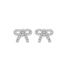Mason Knight Yager 925 Silver Bow Design Stone Stud Ear