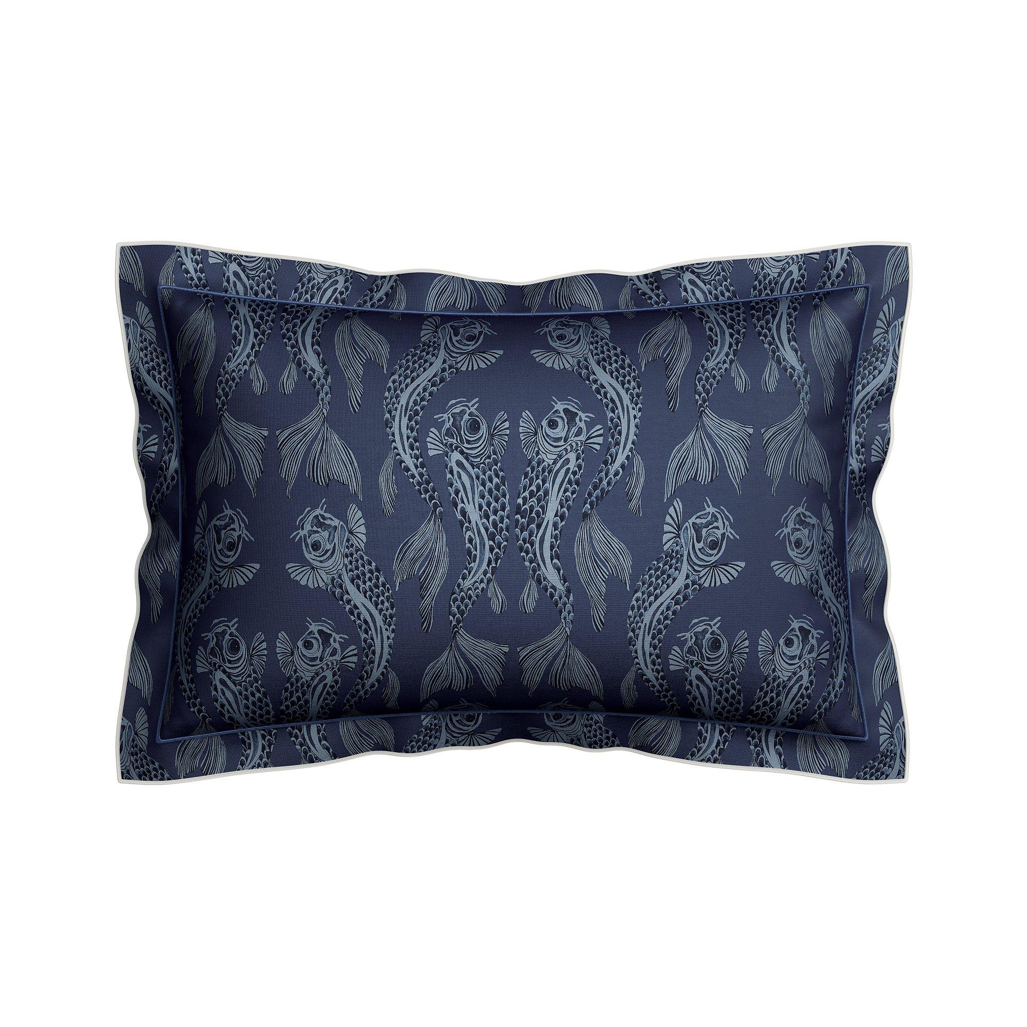 Navy - Sanderson - Voyaging Koi Cotton Cover Set Midnight - 3