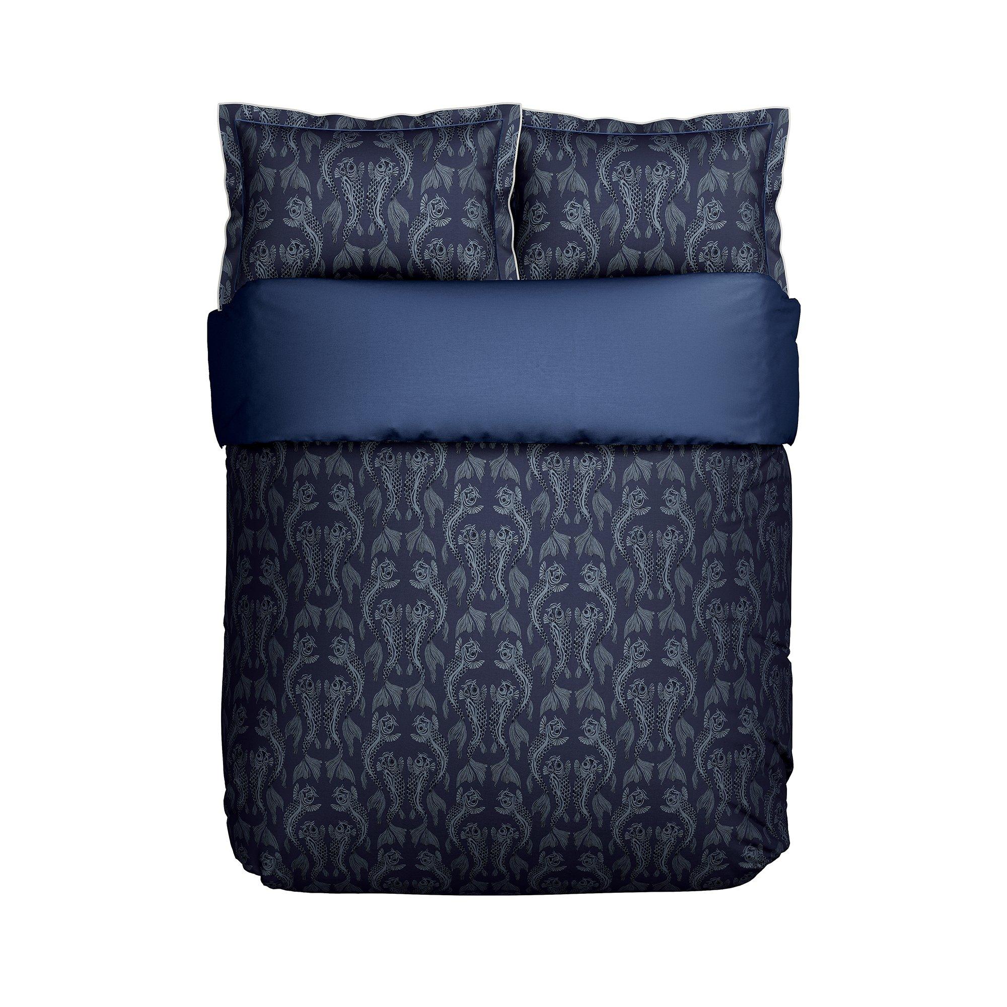 Navy - Sanderson - Voyaging Koi Cotton Cover Set Midnight - 4