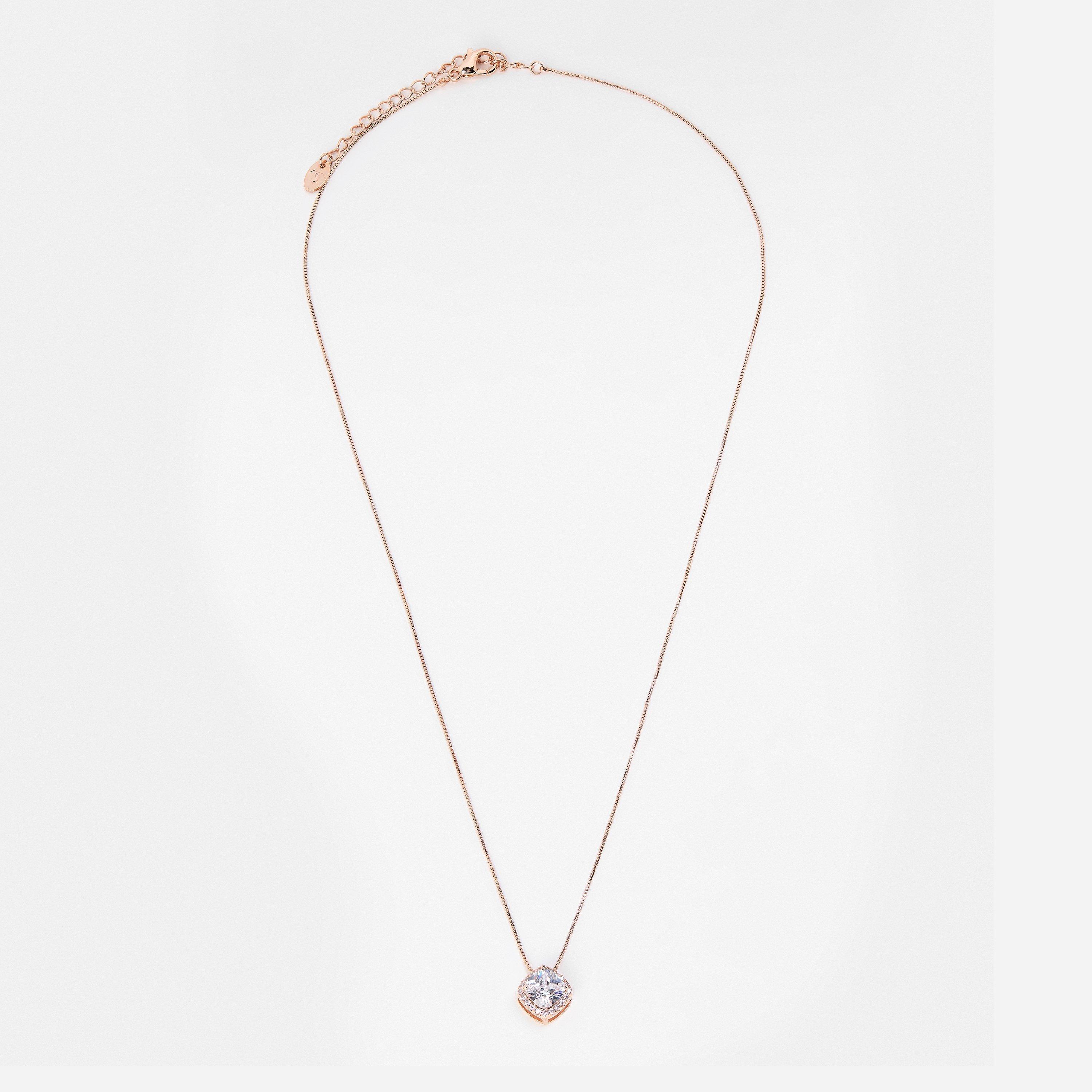 Rose Gold - Mason Knight Yager - Single Square Cubic Stone Pendant - 2