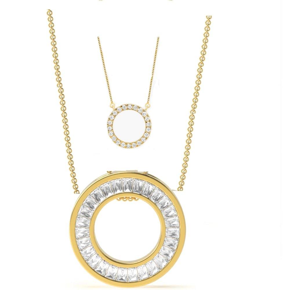 Gold - Mason Knight Yager - 18kt Gold Plate StoneTwin Circl Pendant