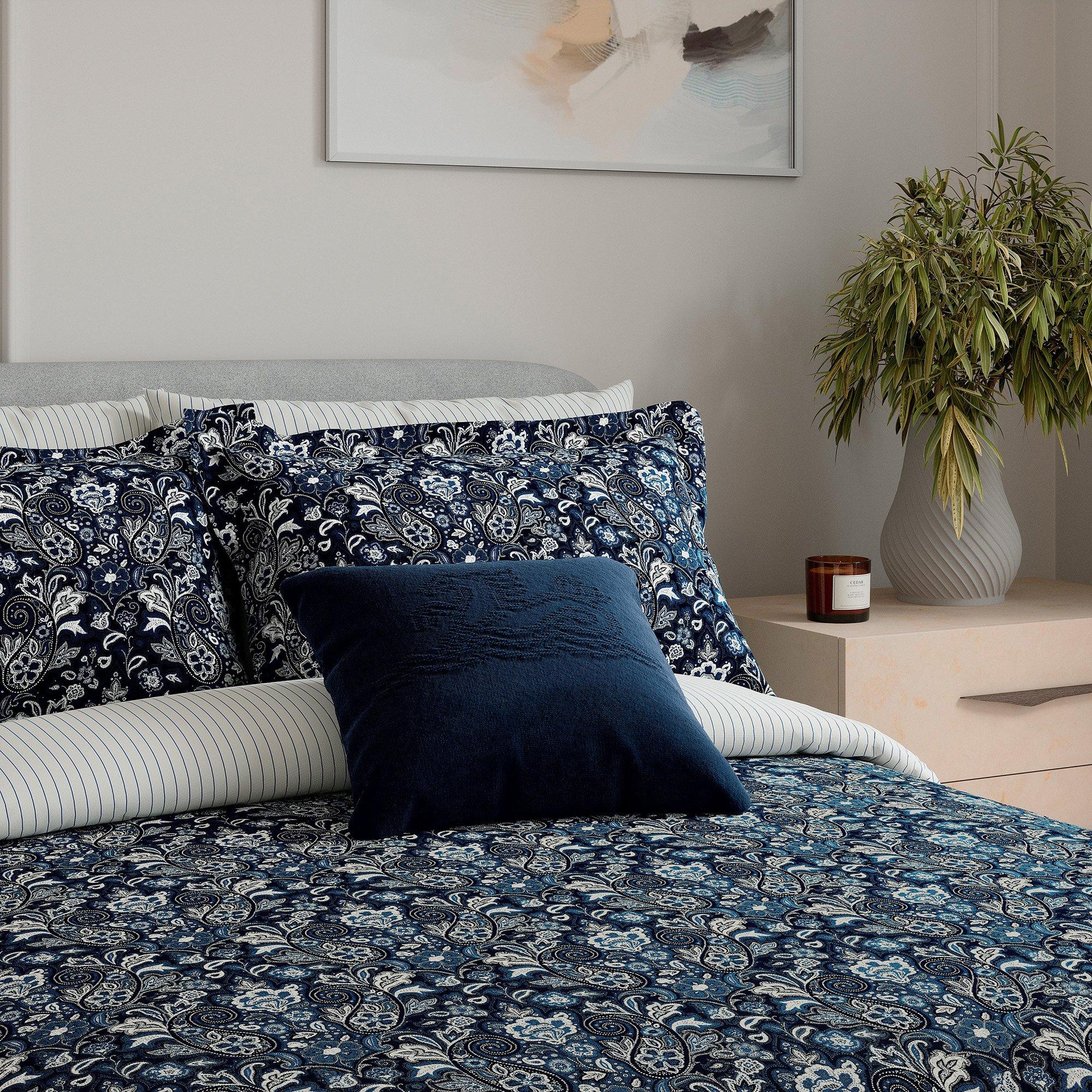 Navy - Bedeck of Belfast - Yara Cotton Percale Duvet Cover Set - 2