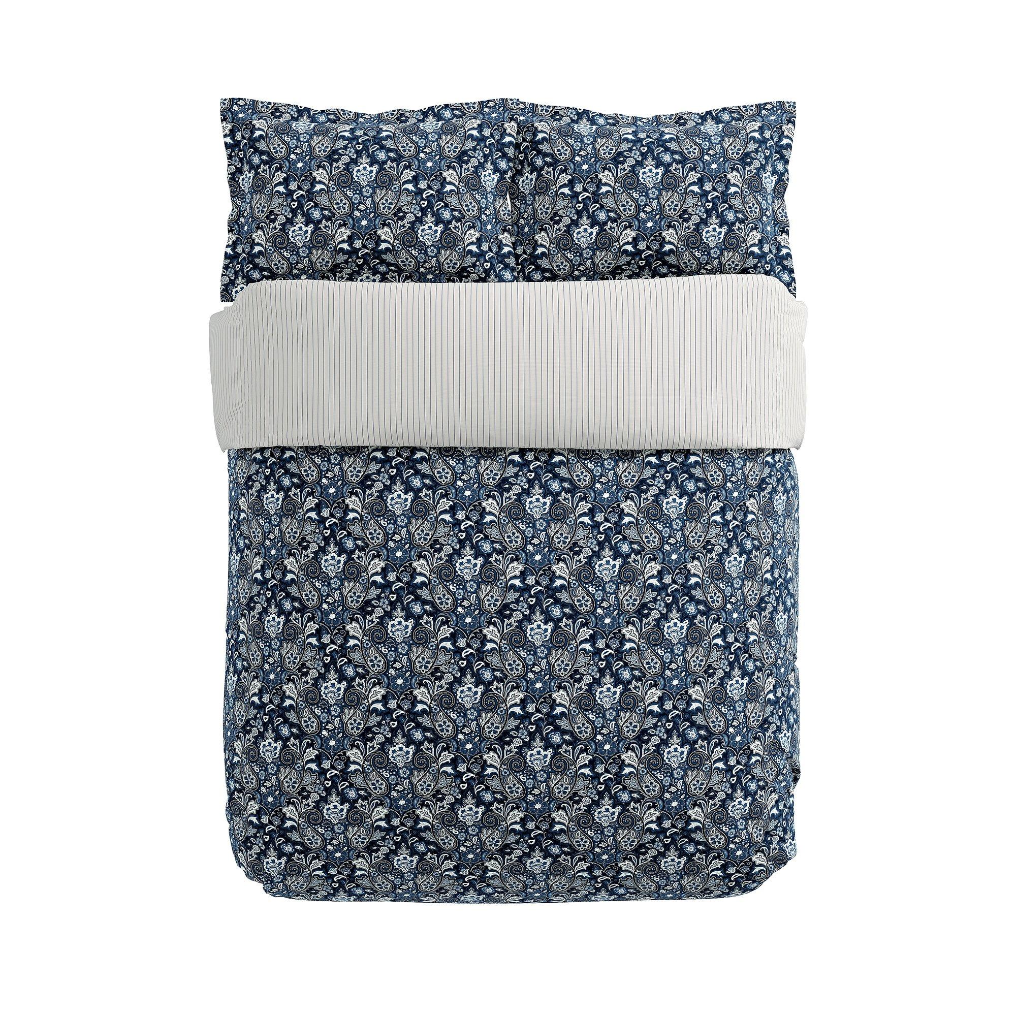 Navy - Bedeck of Belfast - Yara Cotton Percale Duvet Cover Set - 4