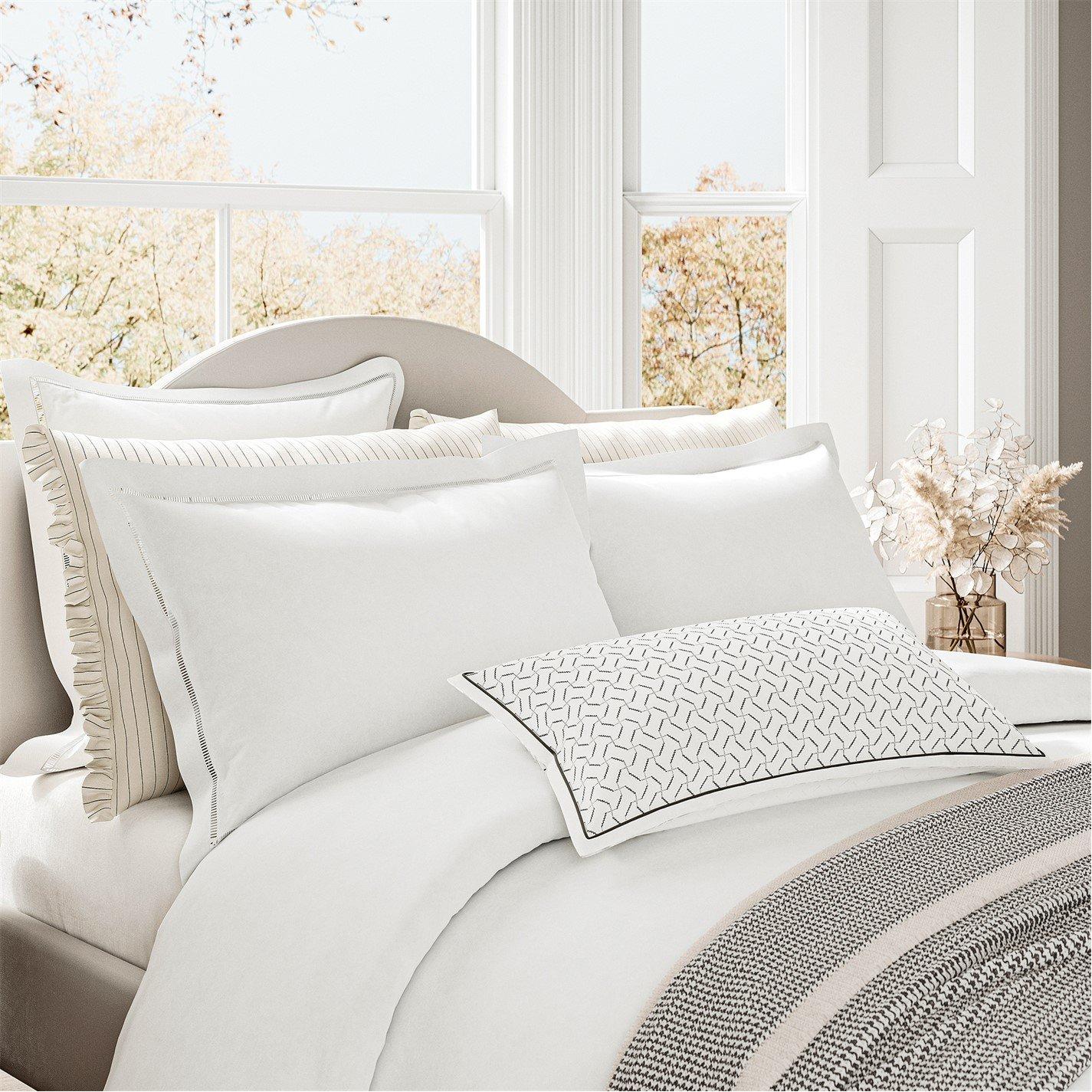 Bedeck Of Belfast  Ayda Semi Plain Duvet Cover Set - Chalk - SUPERKING
