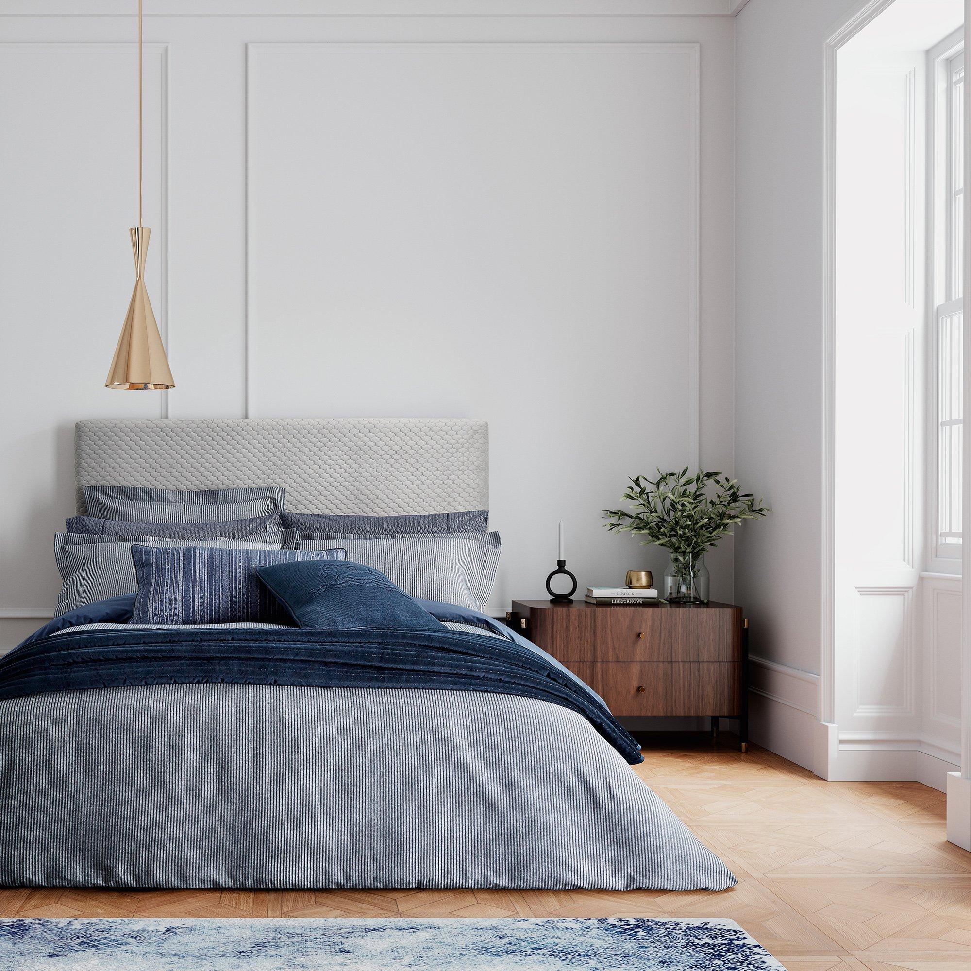 Midnight - Bedeck of Belfast - Mazana Woven Stripe Cotton Duvet Cover - 1