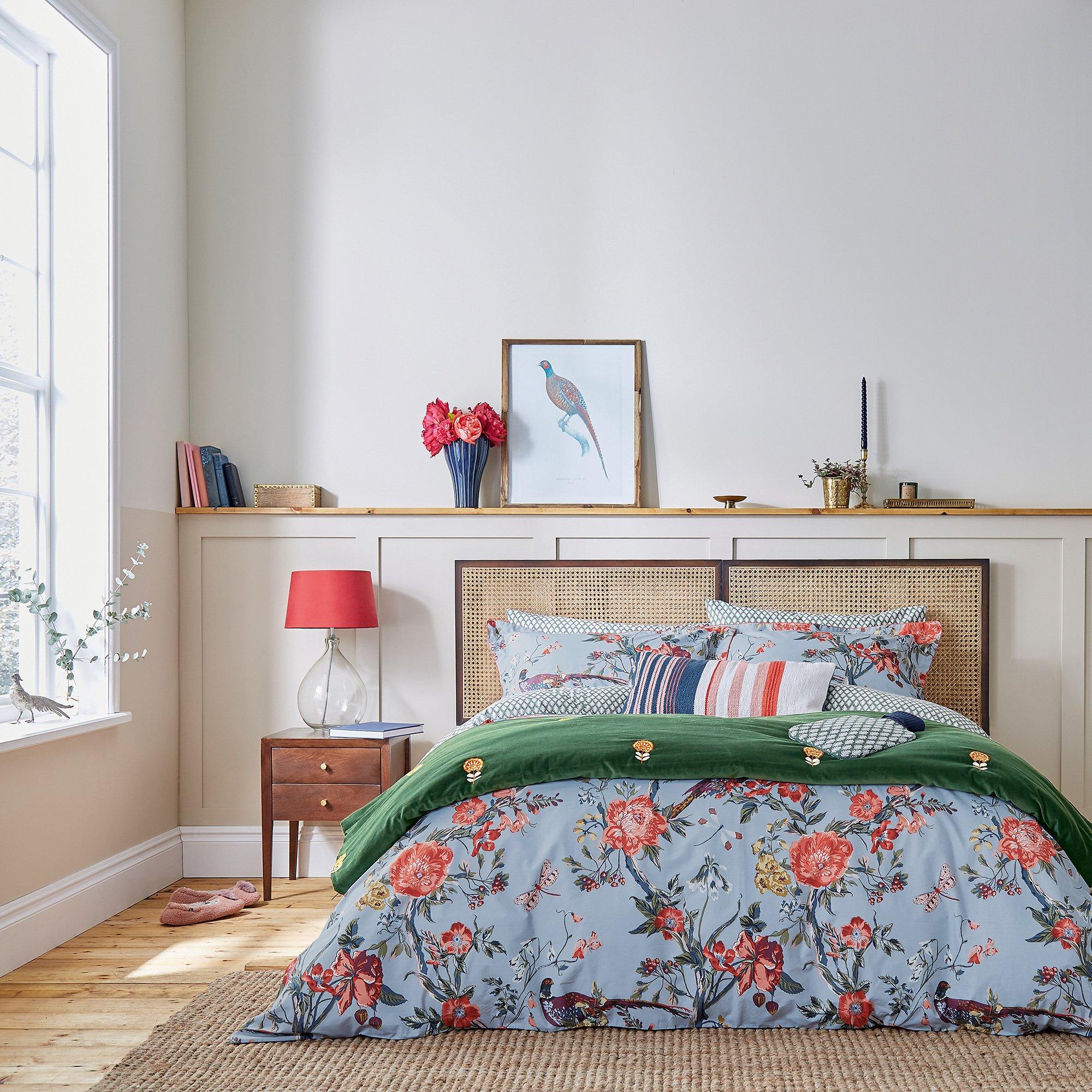 Joules  Chinoise Floral Cotton Duvet Cover Set Blue - DOUBLE