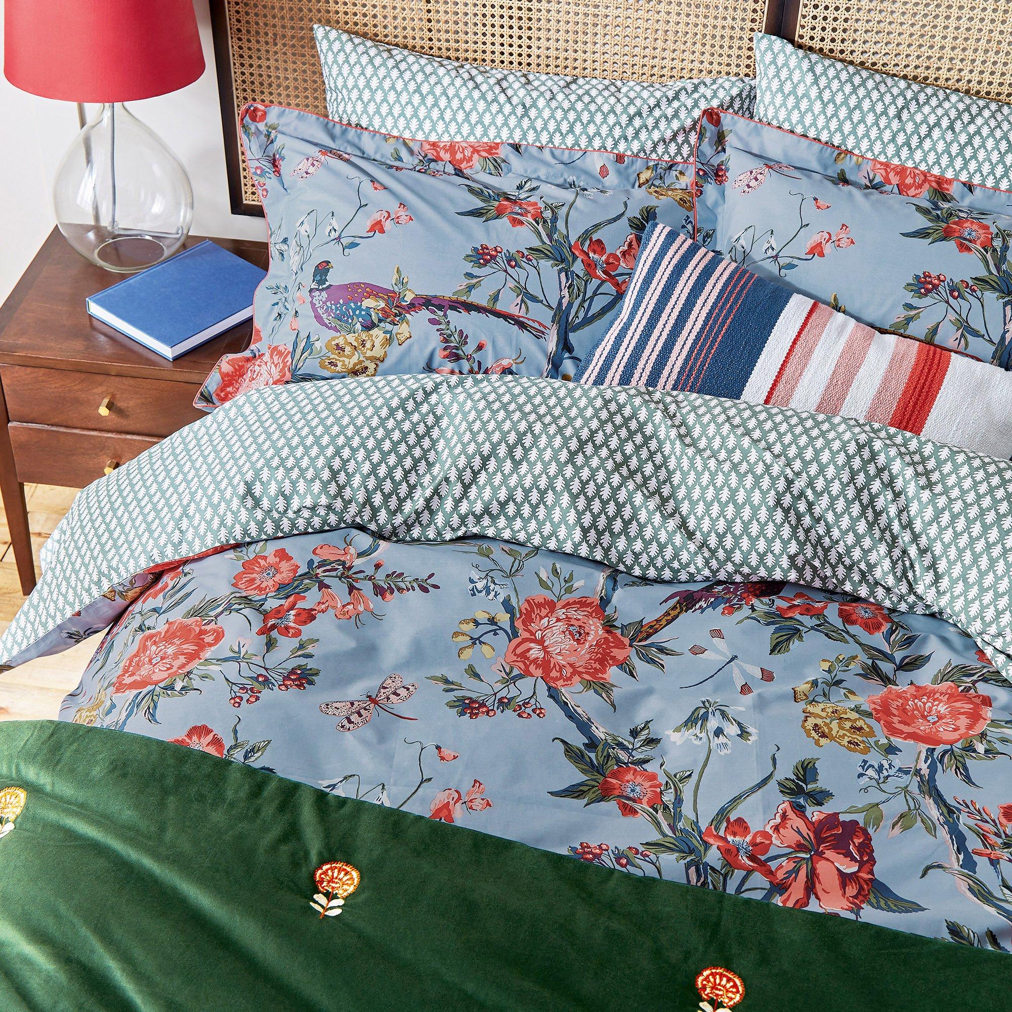 Blue - Joules - Chinoise Floral Cotton Duvet Cover Set Blue - 3