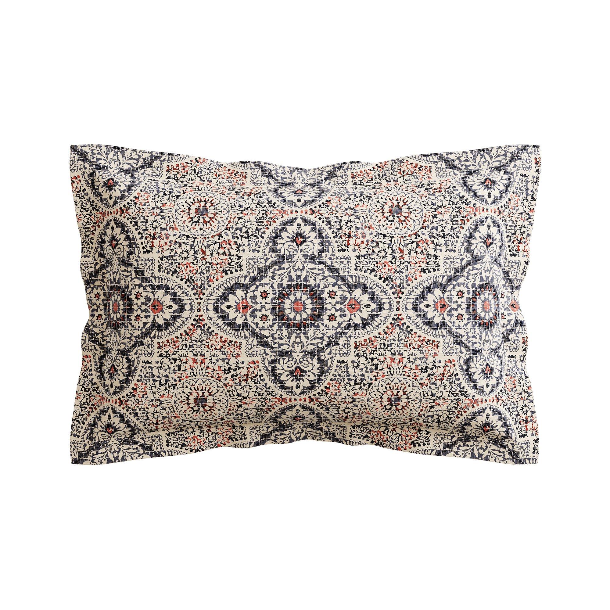 Denim/Coral - Bedeck of Belfast - Nena Cotton Duvet Cover Set - 2