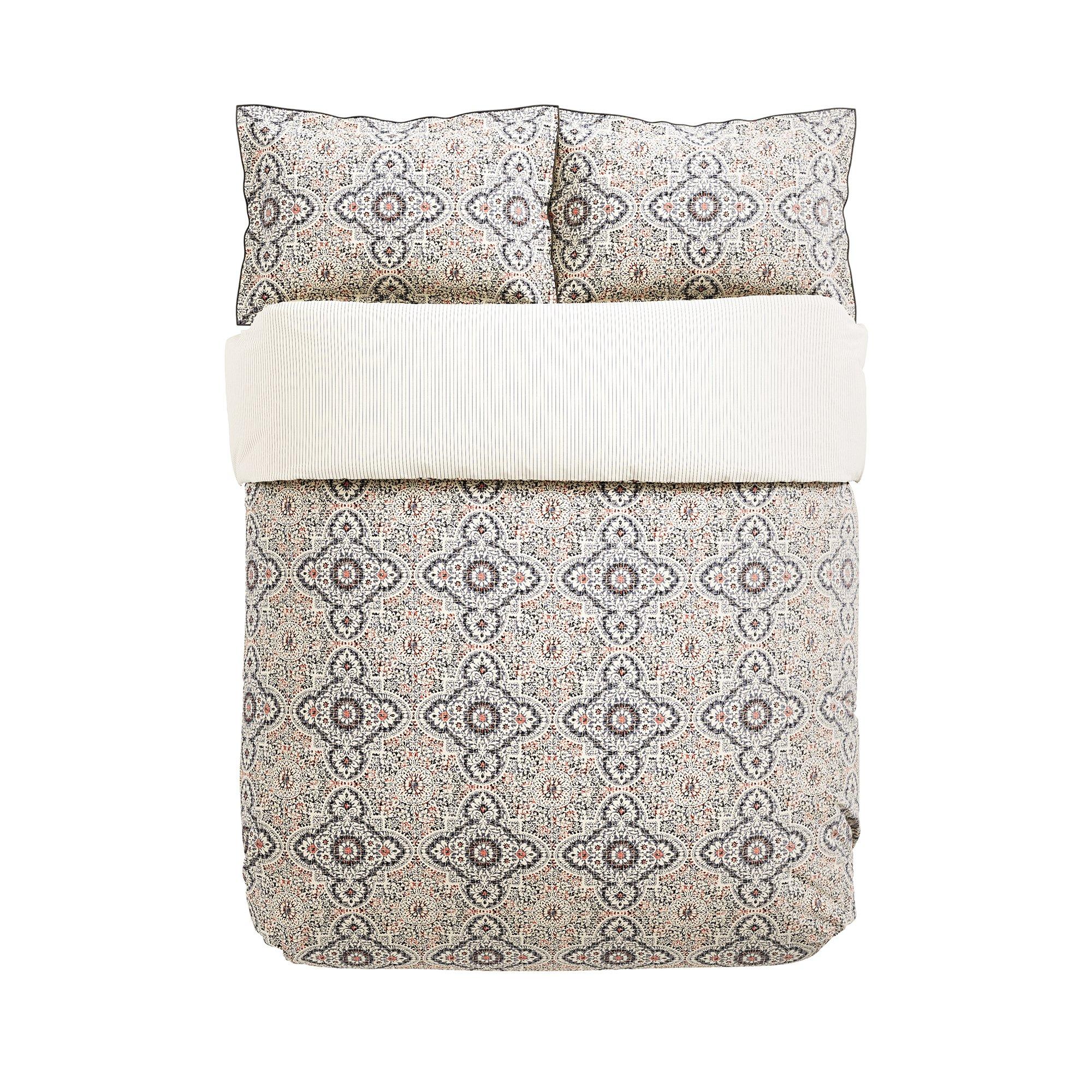 Denim/Coral - Bedeck of Belfast - Nena Cotton Duvet Cover Set - 3