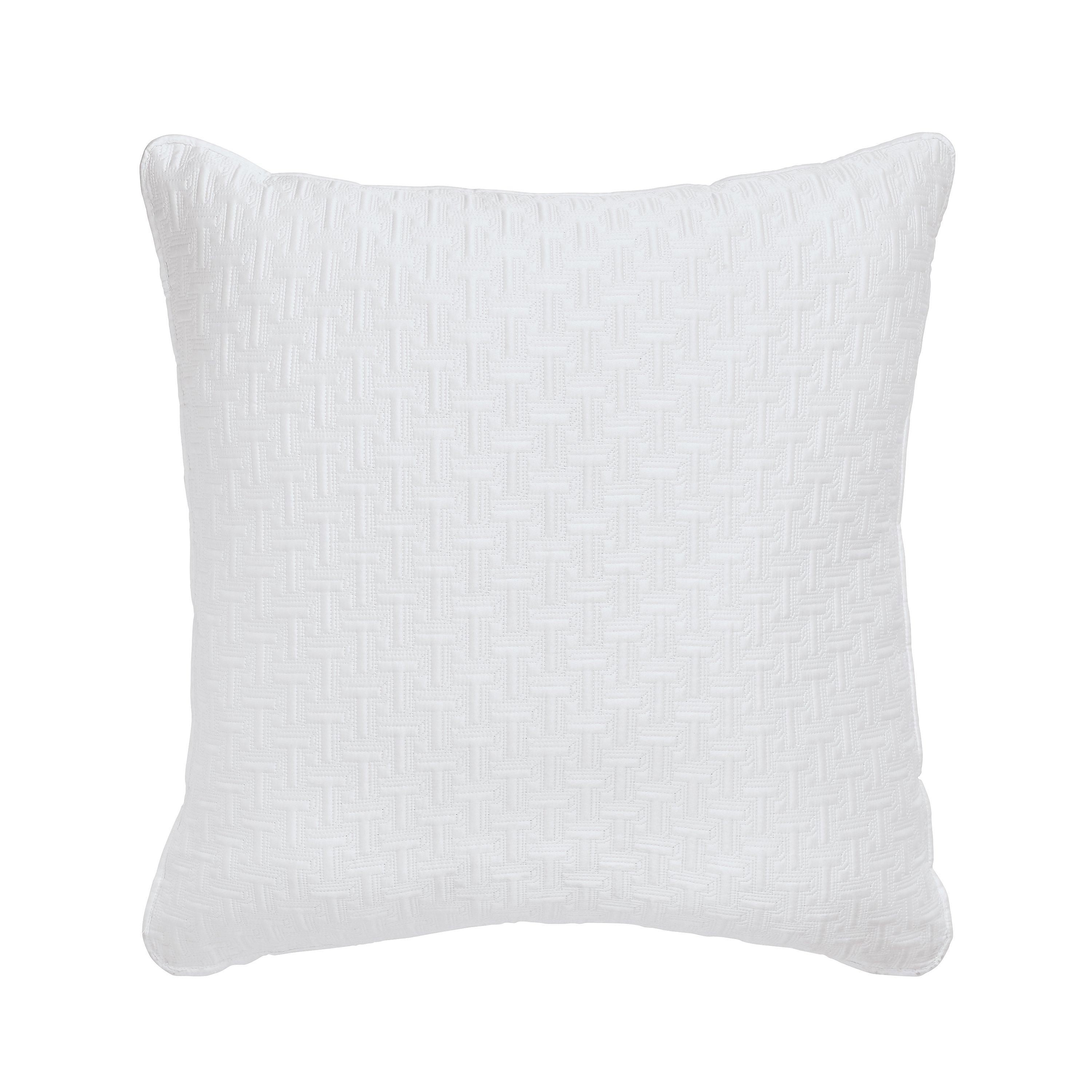 Ted Baker Home  T Quilted Pillow Sham White - SQUARE PILLOWCASE