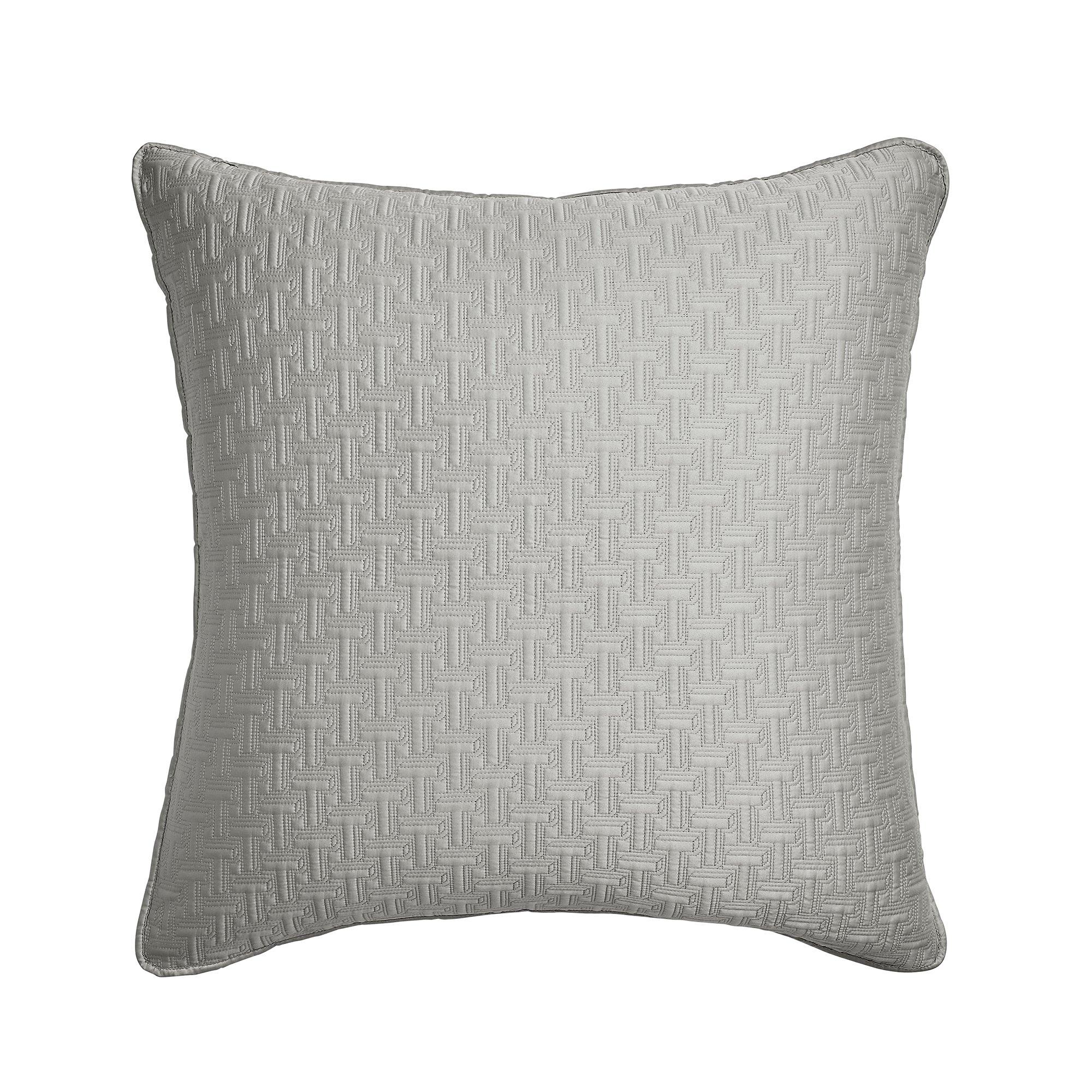 Ted Baker Home  T Quilted Pillow Sham White - Silver - SQUARE PILLOWCASE