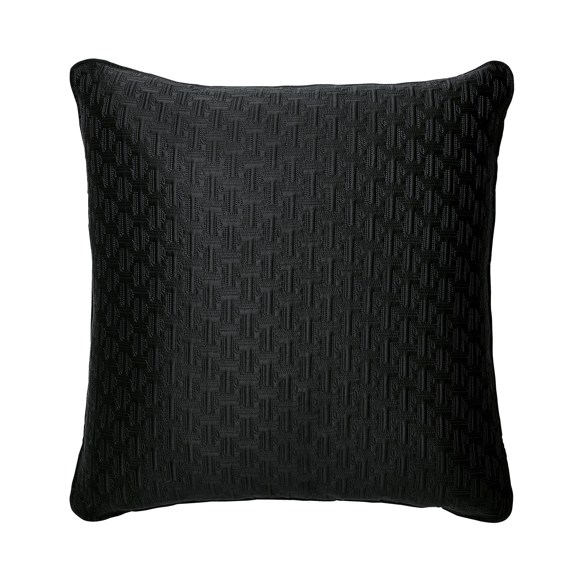 Ted Baker Home  T Quilted Pillow Sham White - Black - SQUARE PILLOWCASE