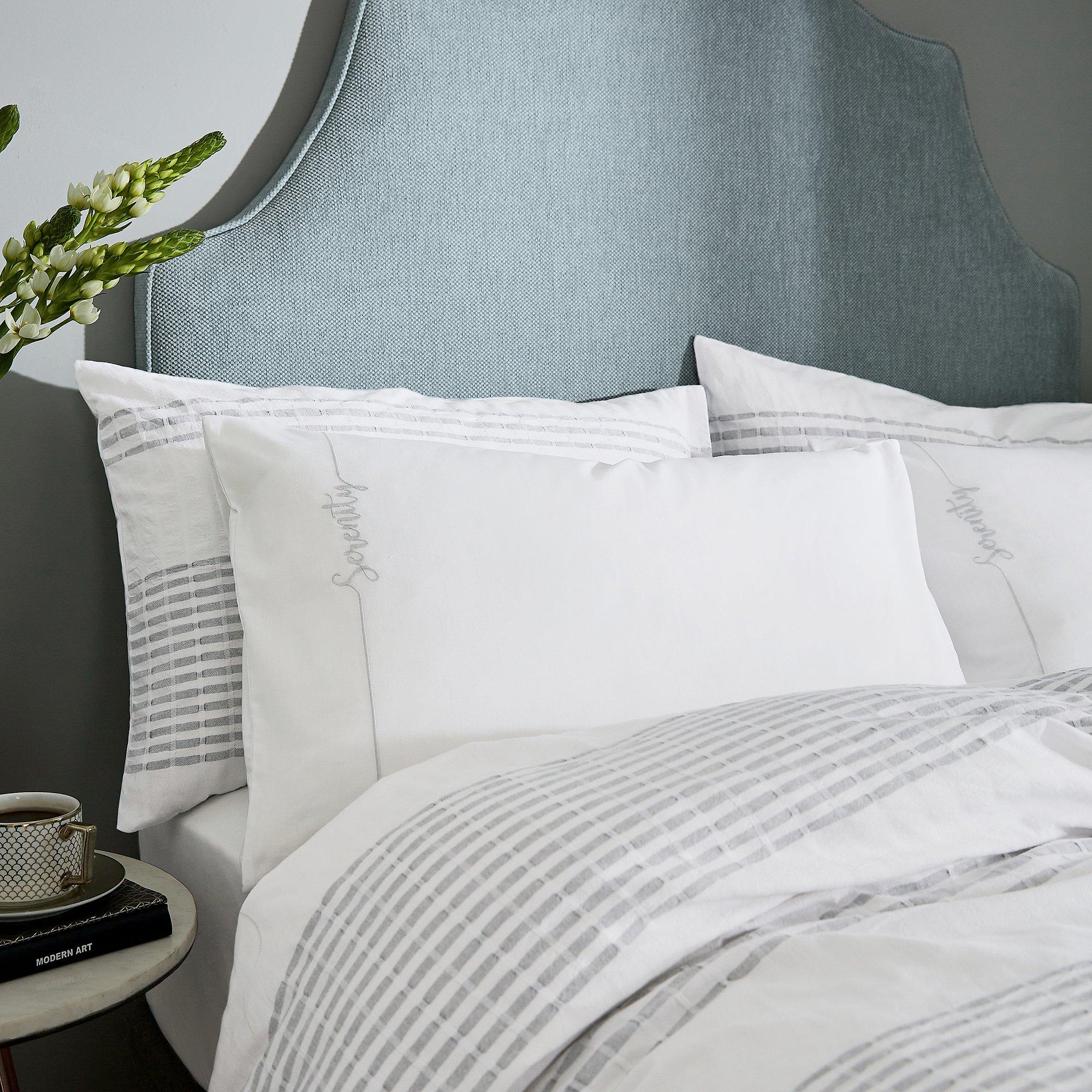 White & Grey - Katie Piper - Serenity Stripe Cotton Cover Set - 3