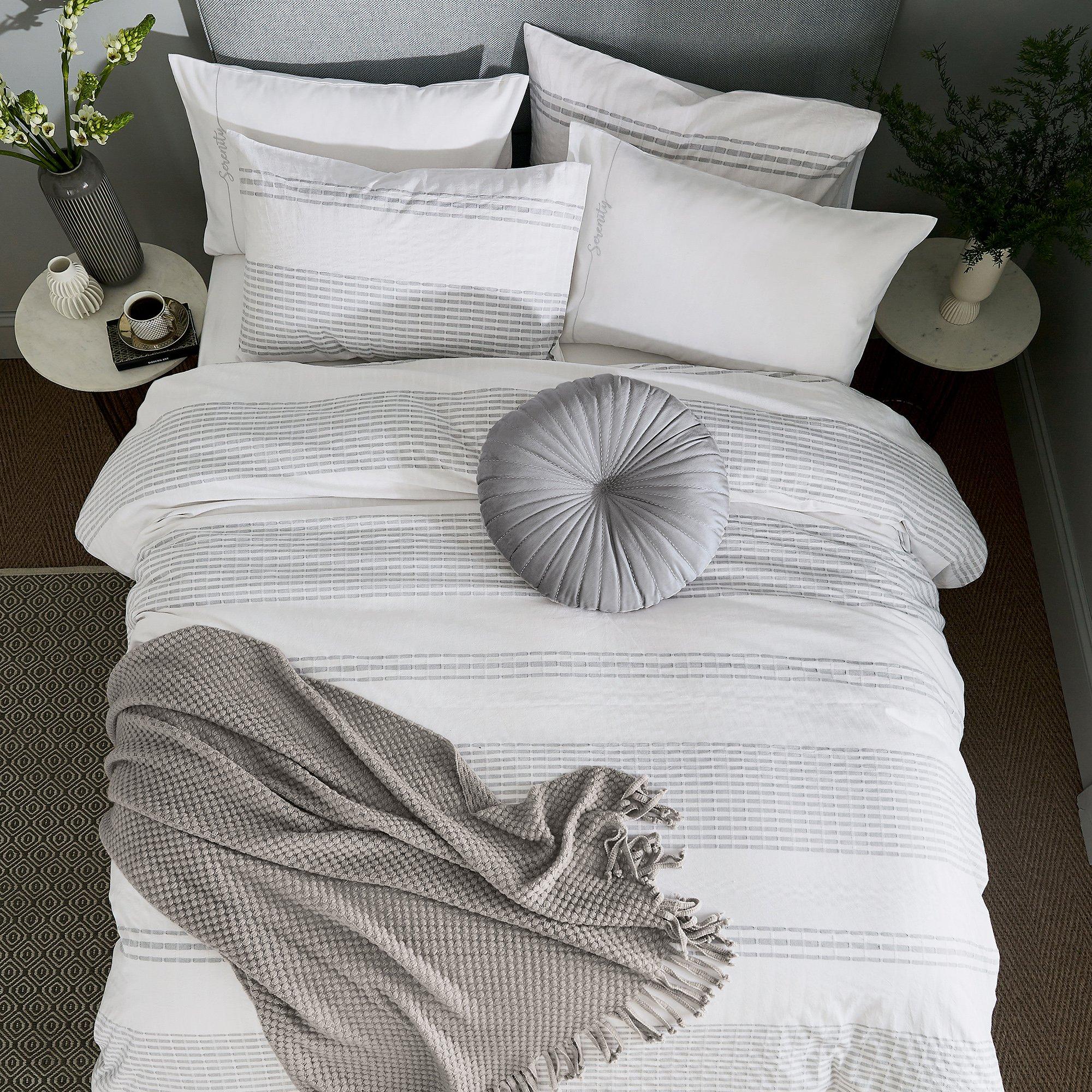 White & Grey - Katie Piper - Serenity Stripe Cotton Cover Set - 7