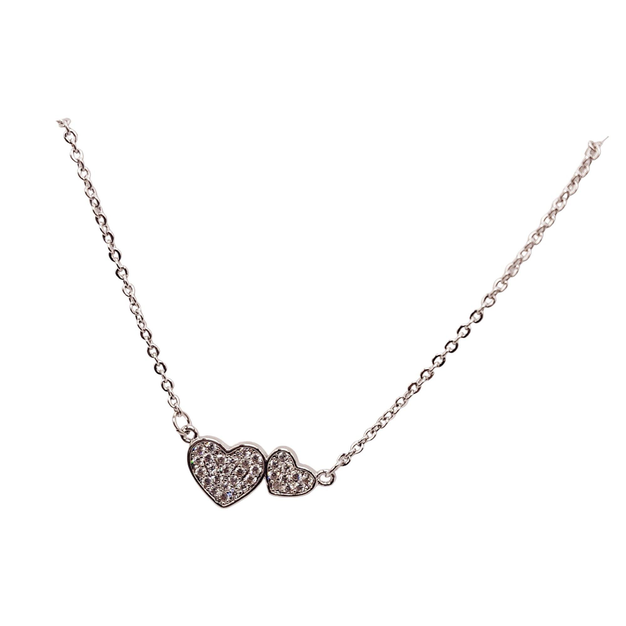 White - Mason Knight Yager - Twin Heart Design Cubic Edge Necklace