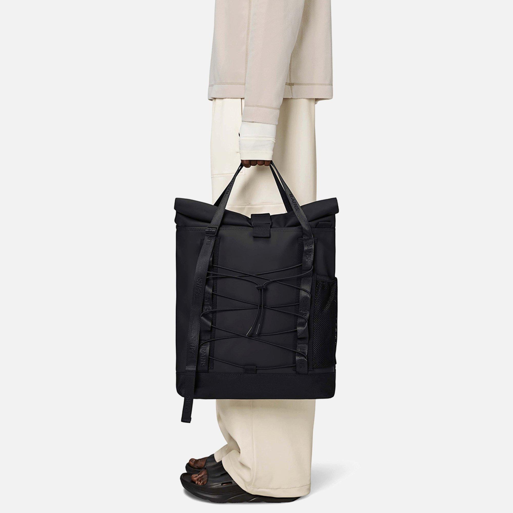 Black - Rains - Trail Rolltop Tote Bag Sn99 - 3