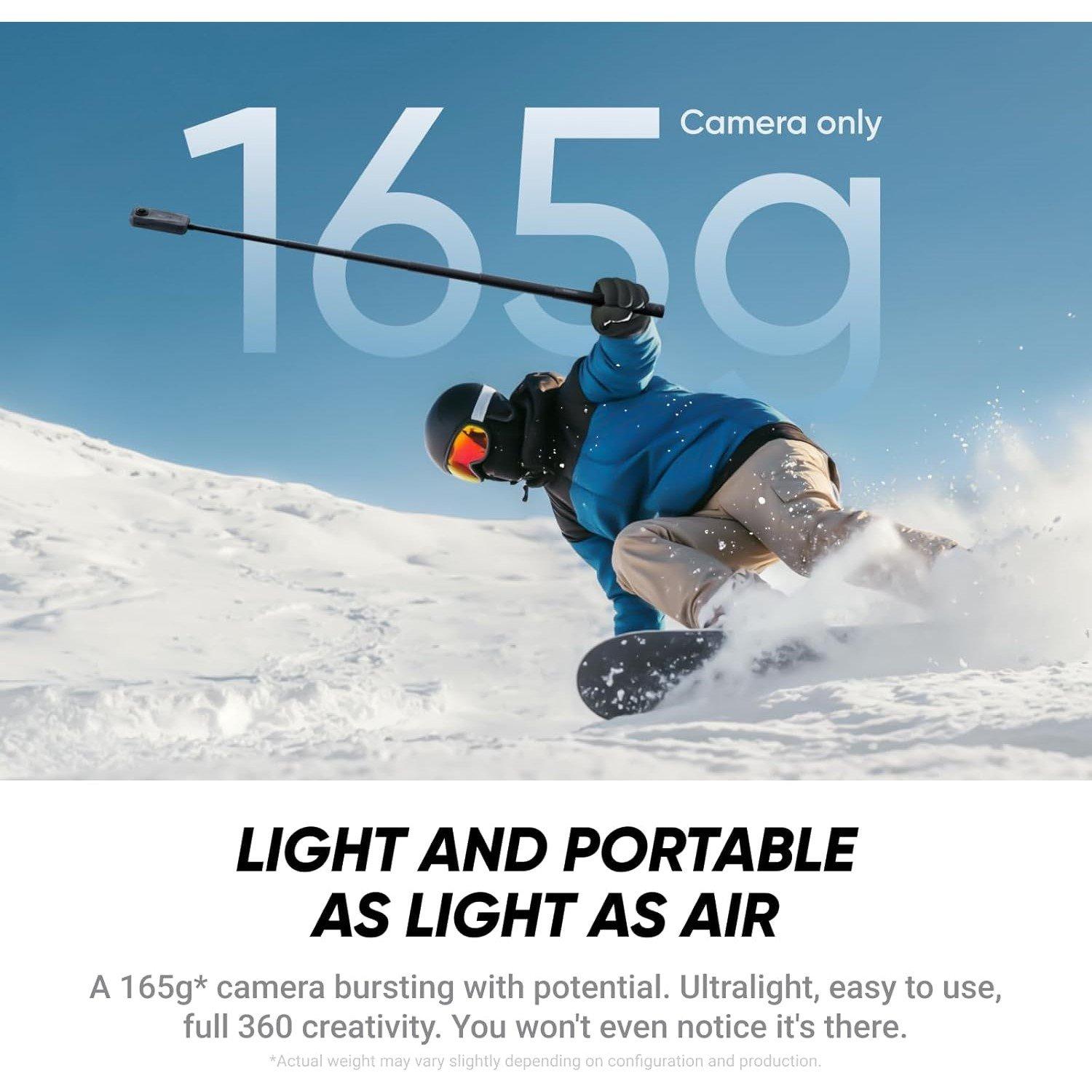 Black - Insta 360 - X4 Starter Bundle - 8K Waterproof 360 Action Camera - 2