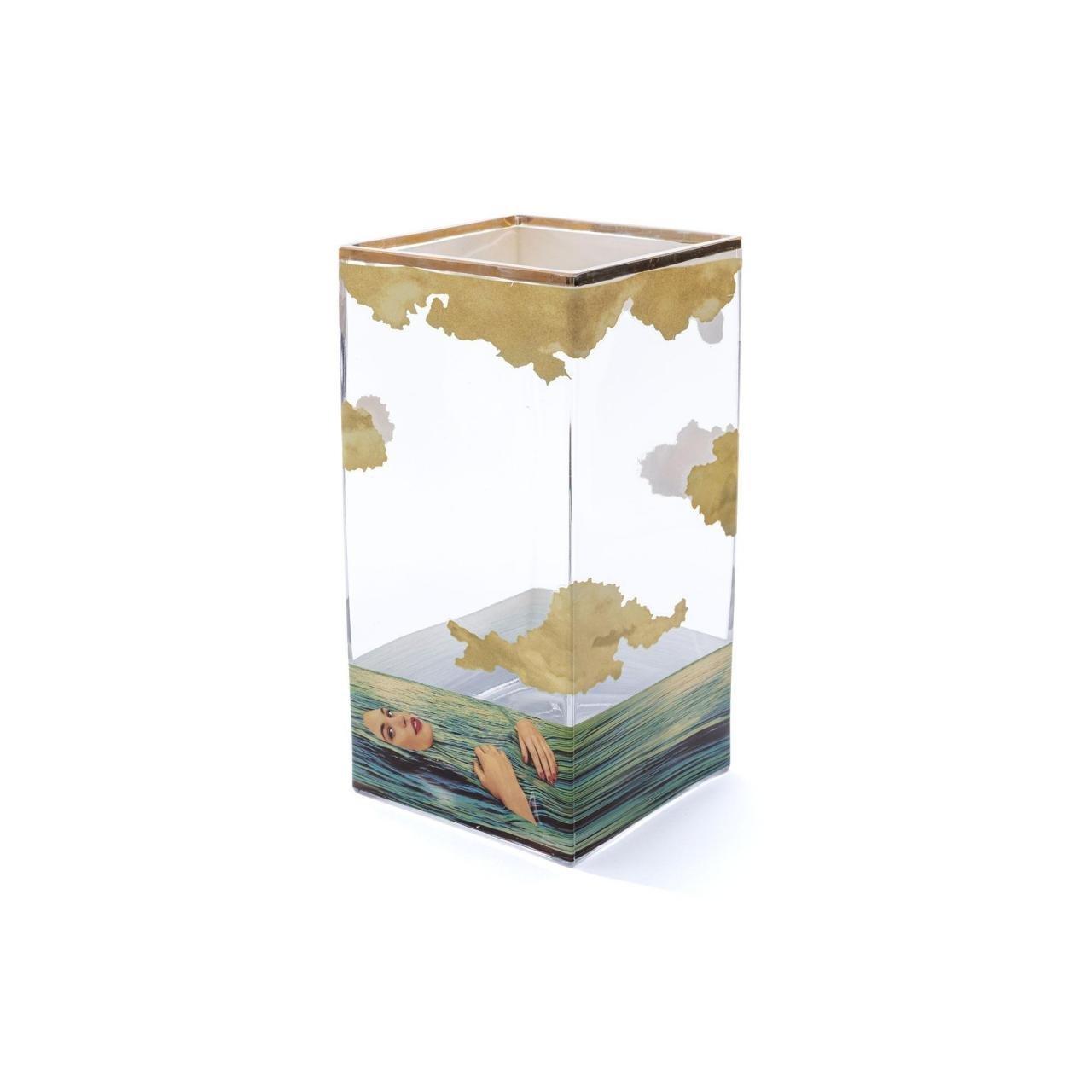 Sea Girl Medium - Seletti wears Toiletpaper - Glass squared medium vase SEA GIRL - 2