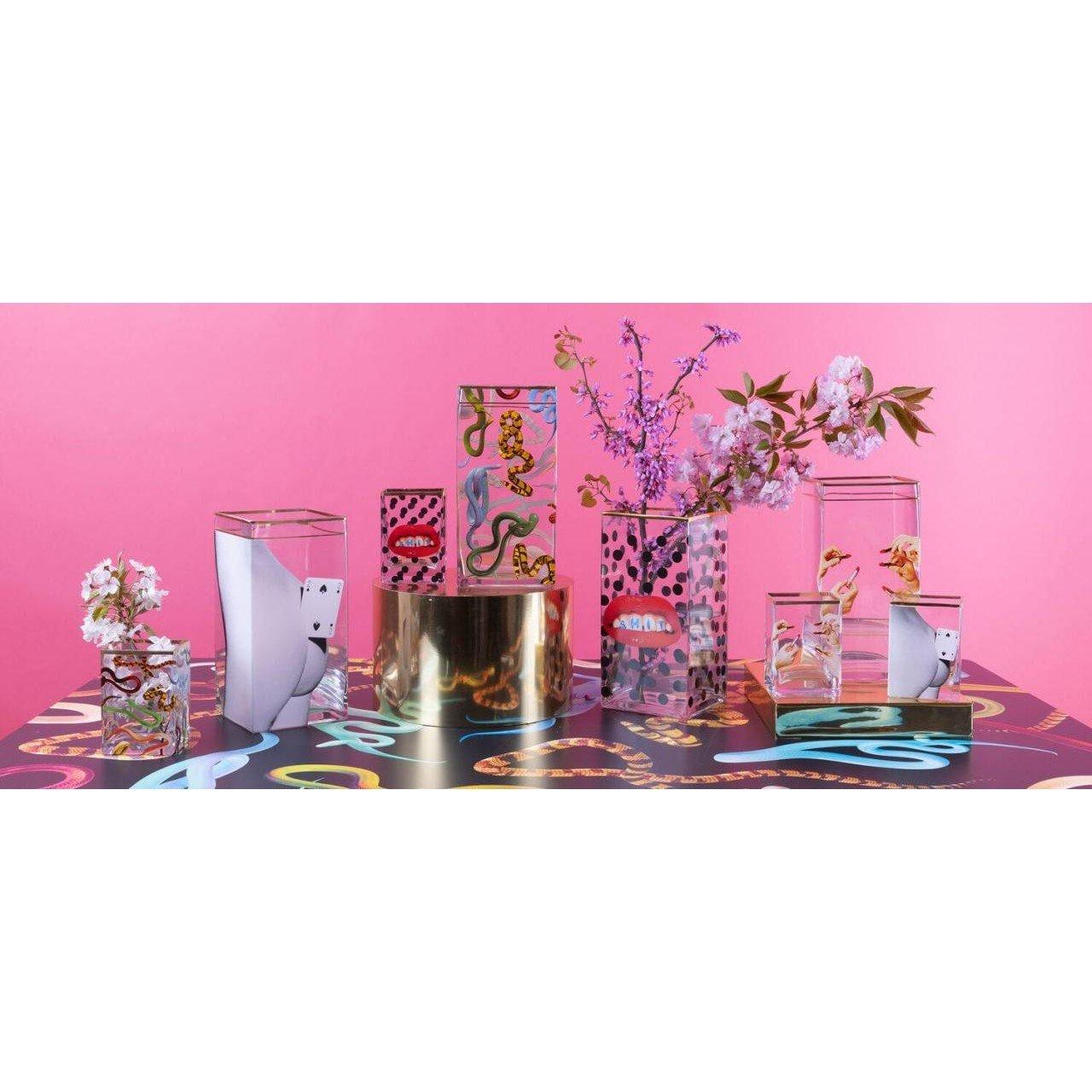 Sea Girl Medium - Seletti wears Toiletpaper - Glass squared medium vase SEA GIRL - 5