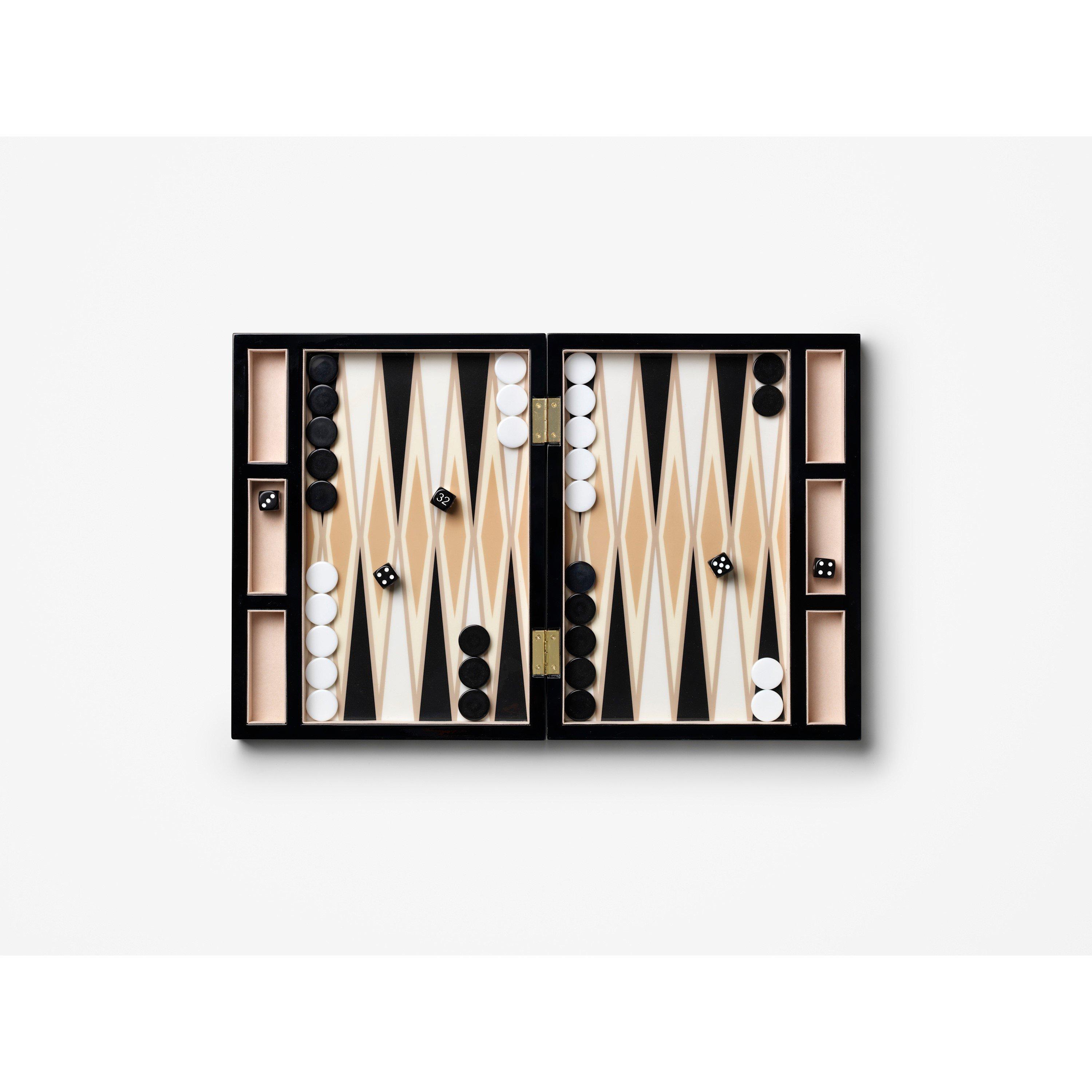 Printworks  Lacquered Backgammon Board Game - Black