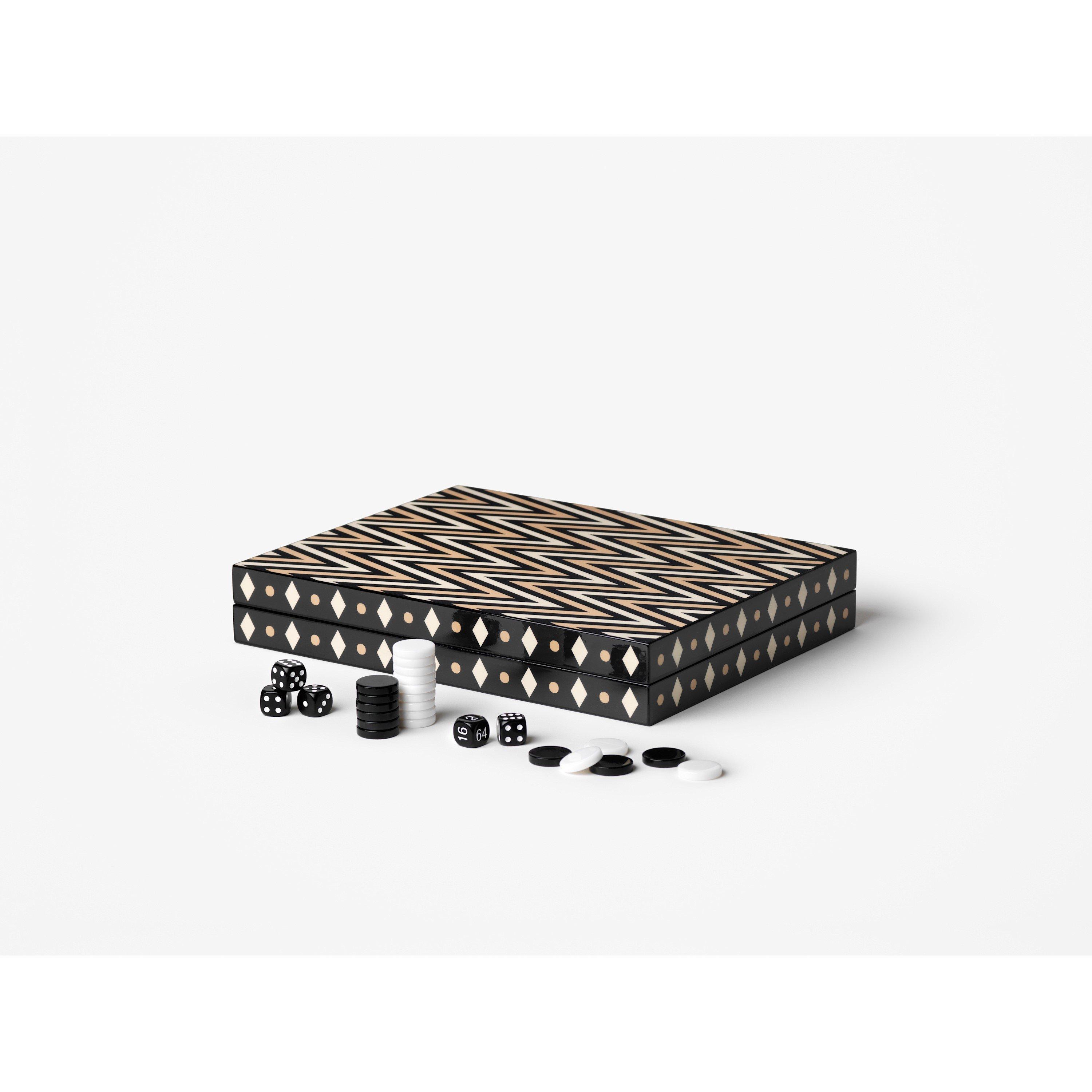 Black - Printworks - Lacquered Backgammon Board Game - 4