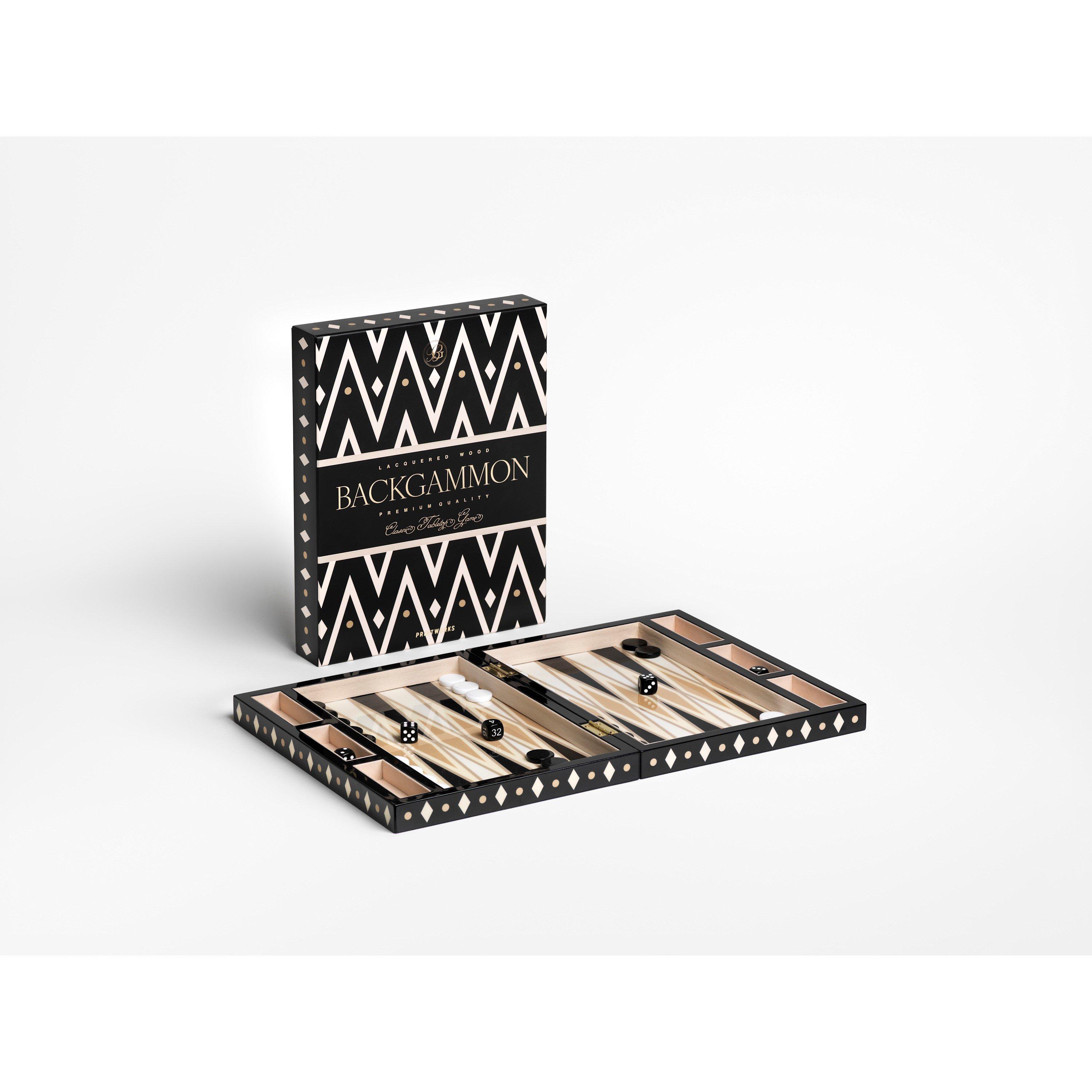 Black - Printworks - Lacquered Backgammon Board Game - 6