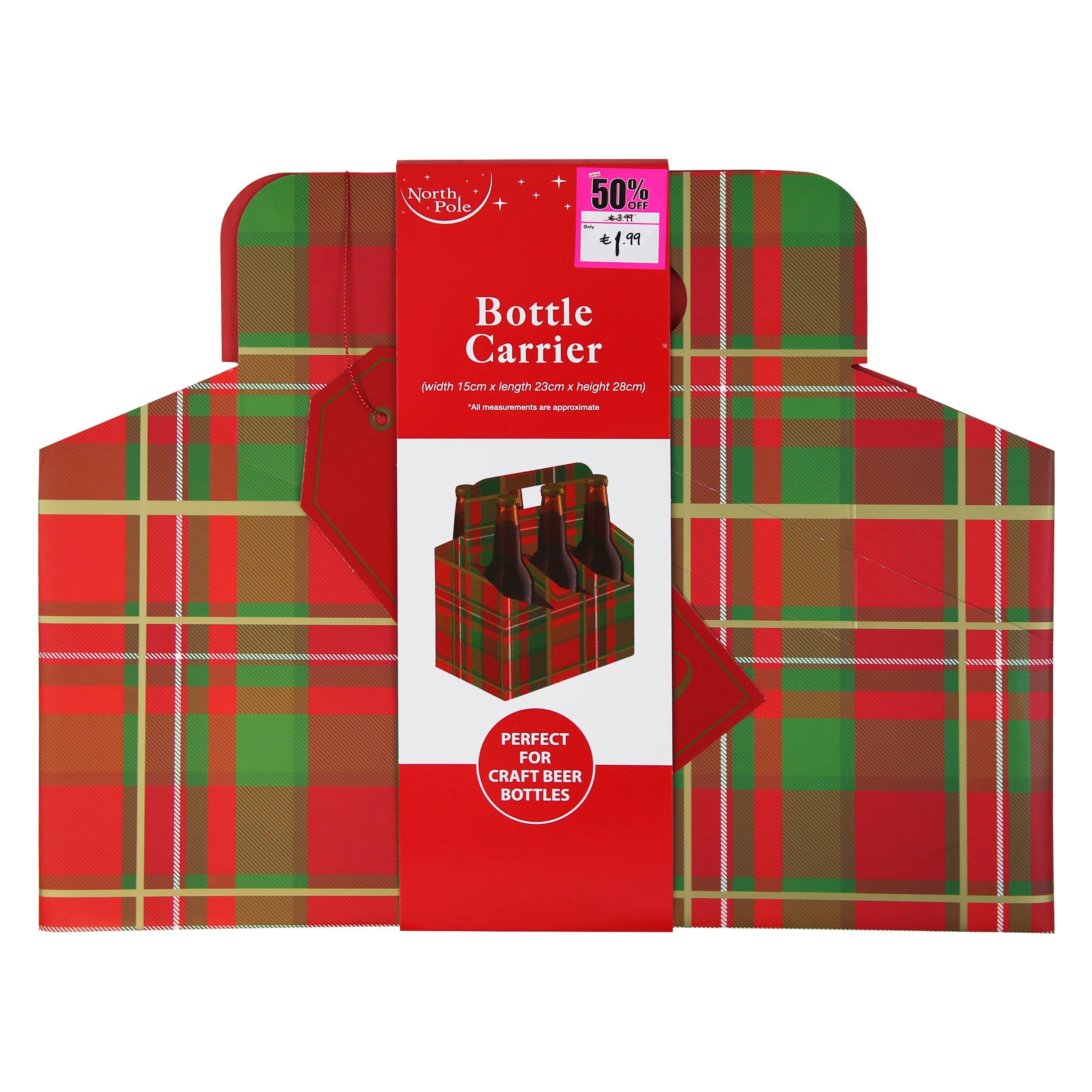 Tartan - North Pole - Adults Christmas Bottle Carrier Novelty Gift - 1