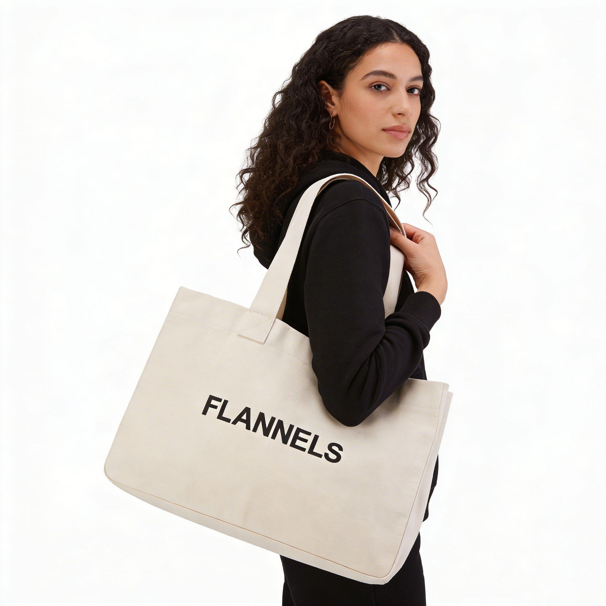 White - Flannels - Canvas Logo Tote Bag - 11