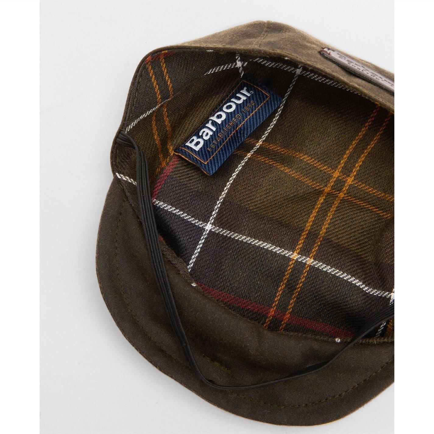 Olive - Barbour - Dog Wax Flat Cap - 9