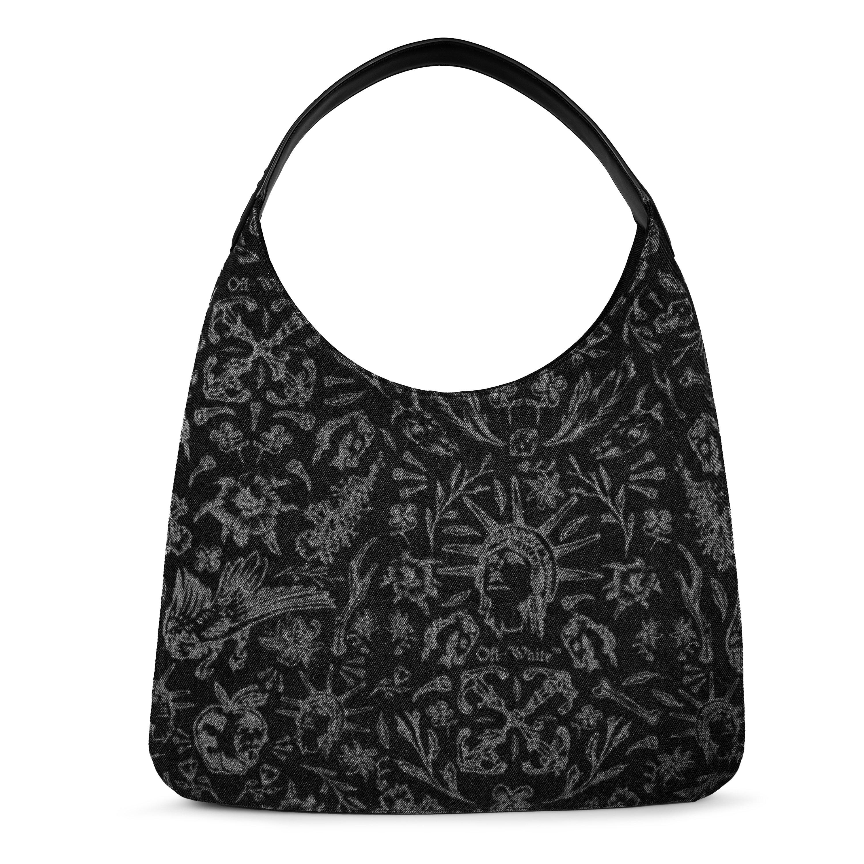 Black/White - Off White - Men's Metropolitan Tattoo Print Tote Bag - 1