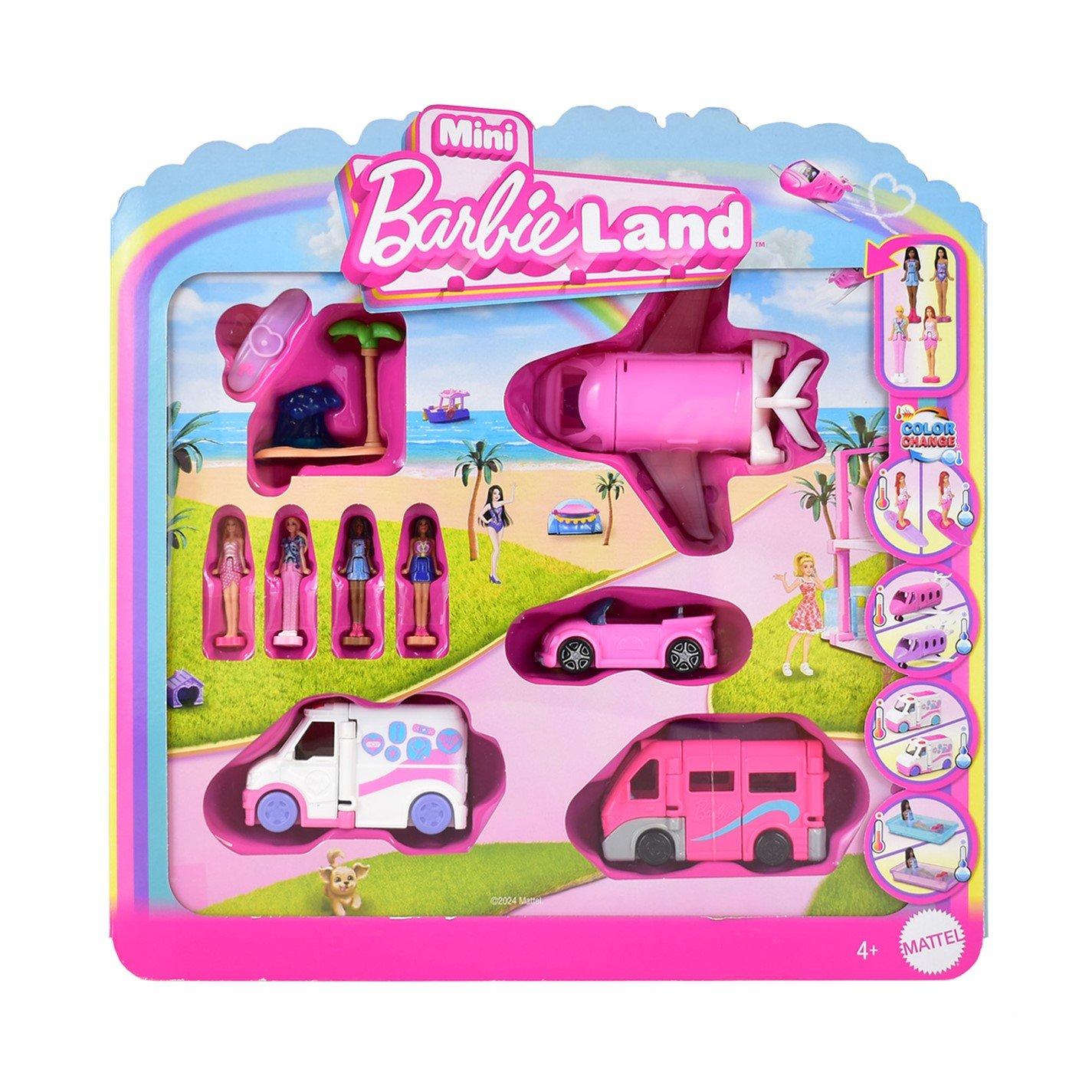4pk - Barbie - Mini Barbie Land 4-Pack Doll & Toy Vehicle Set - 1