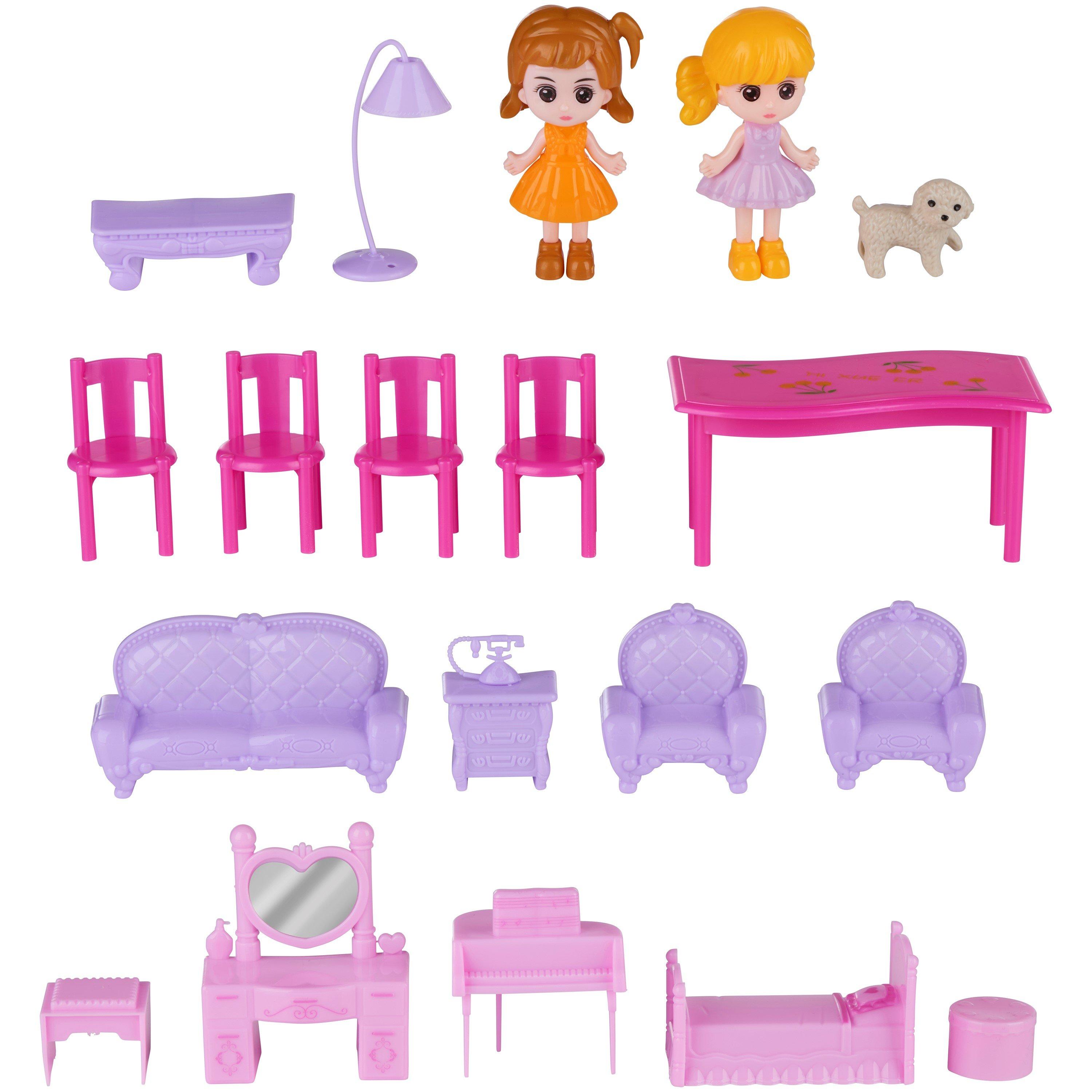 Pink - Eddy Toys - 20 Piece Doll House Playset - 3