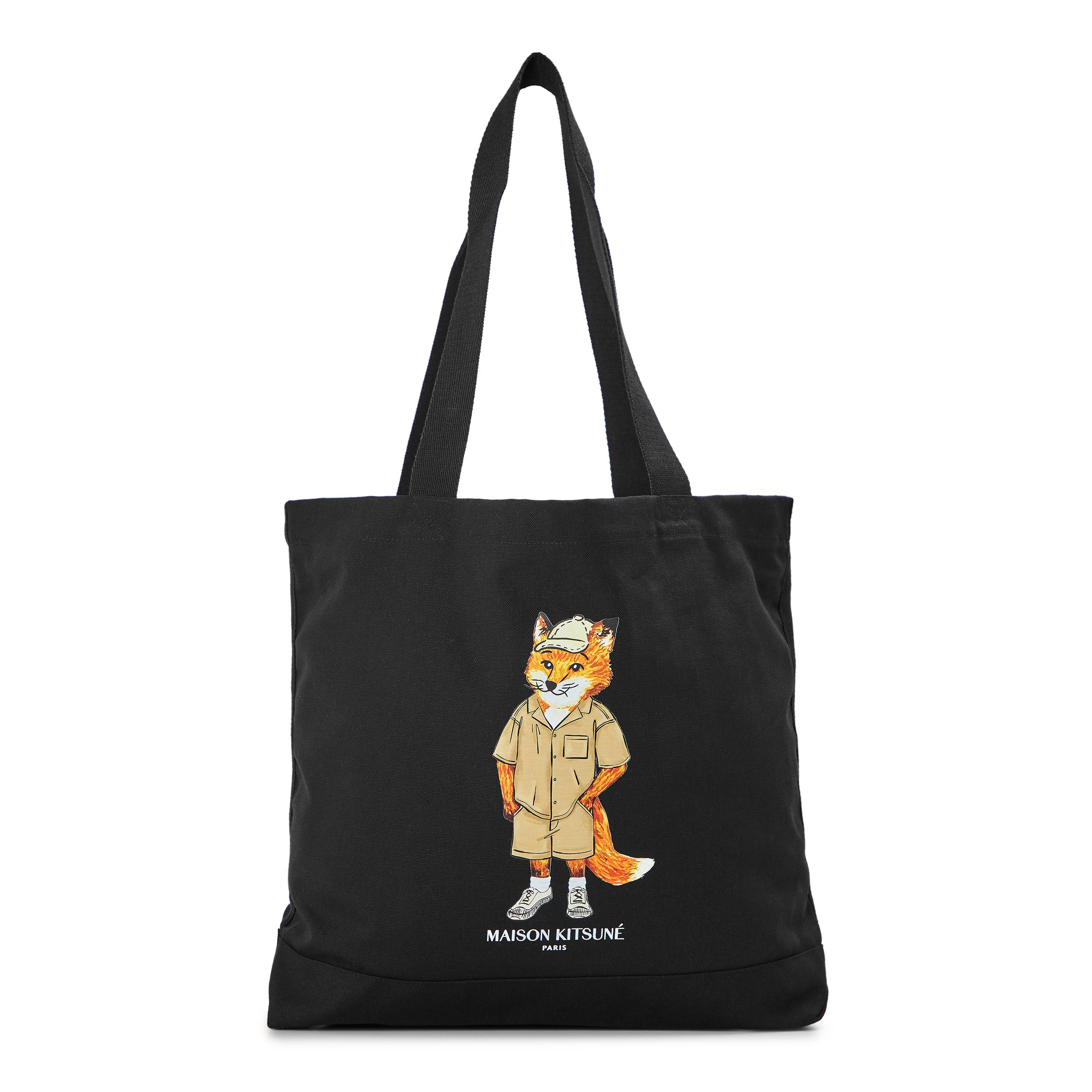 Black - Maison Kitsune - Men's Dressed Fox Tote Bag - 1
