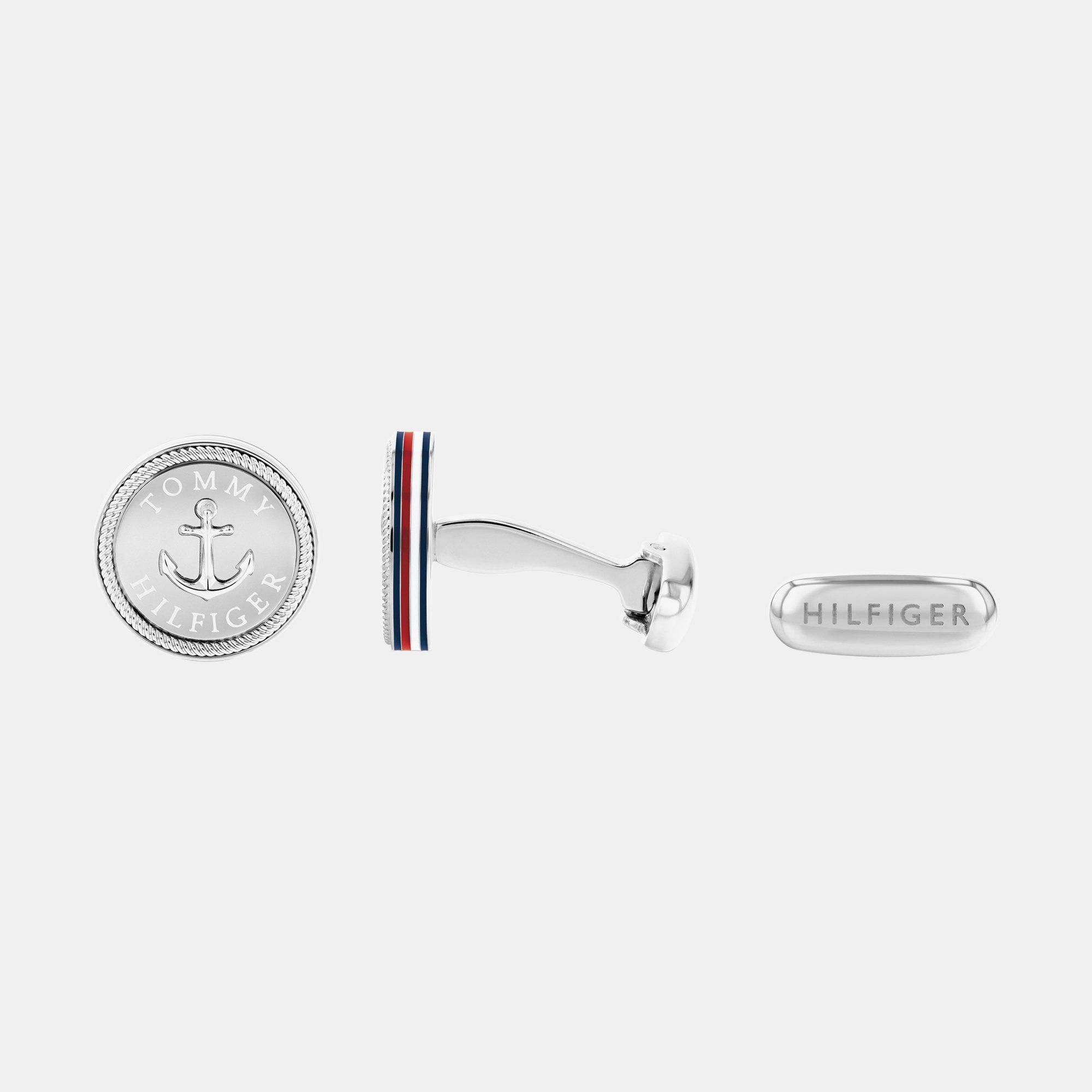Silver - Tommy Hilfiger - Tommy Hilfiger Men’s Stainless Steel Cufflinks - 1