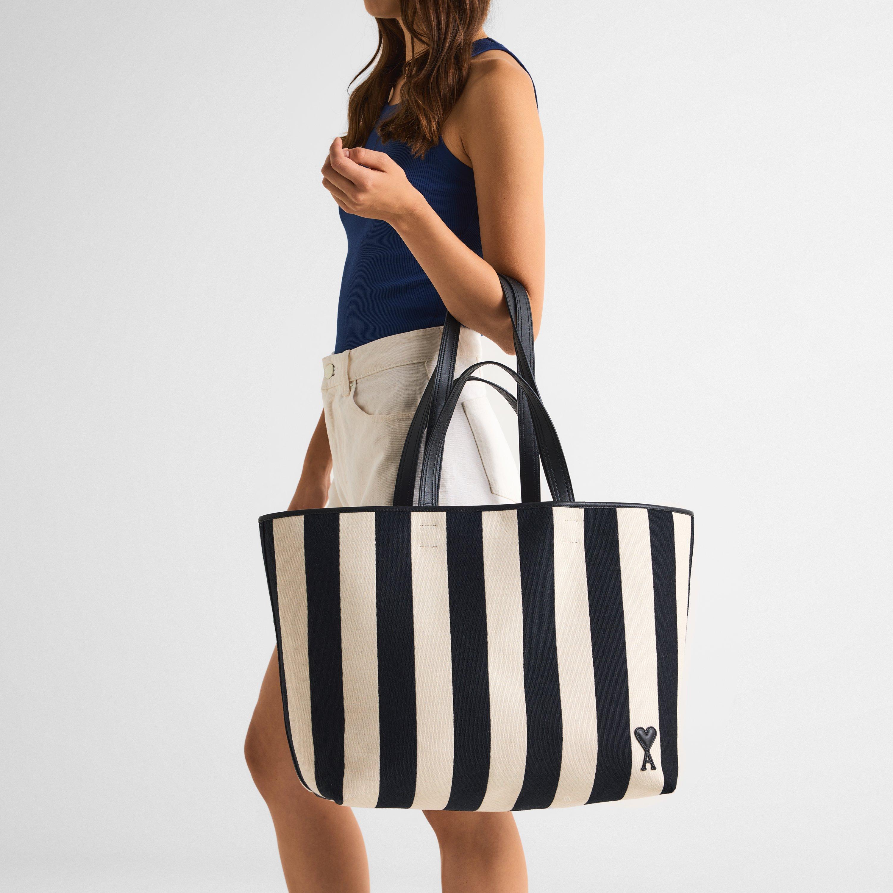 Blanc/Noir - Ami Paris - Women's Shopper Tote Bag - 3