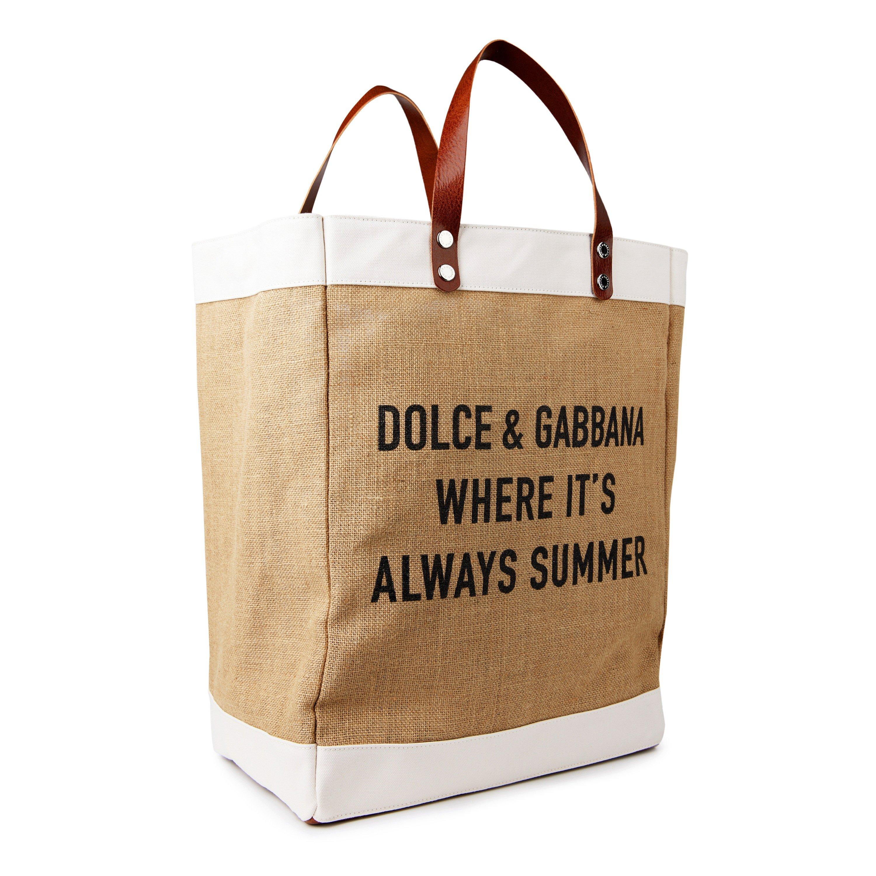 Beige - Dolce and Gabbana - Printed Jute Shopper - 3
