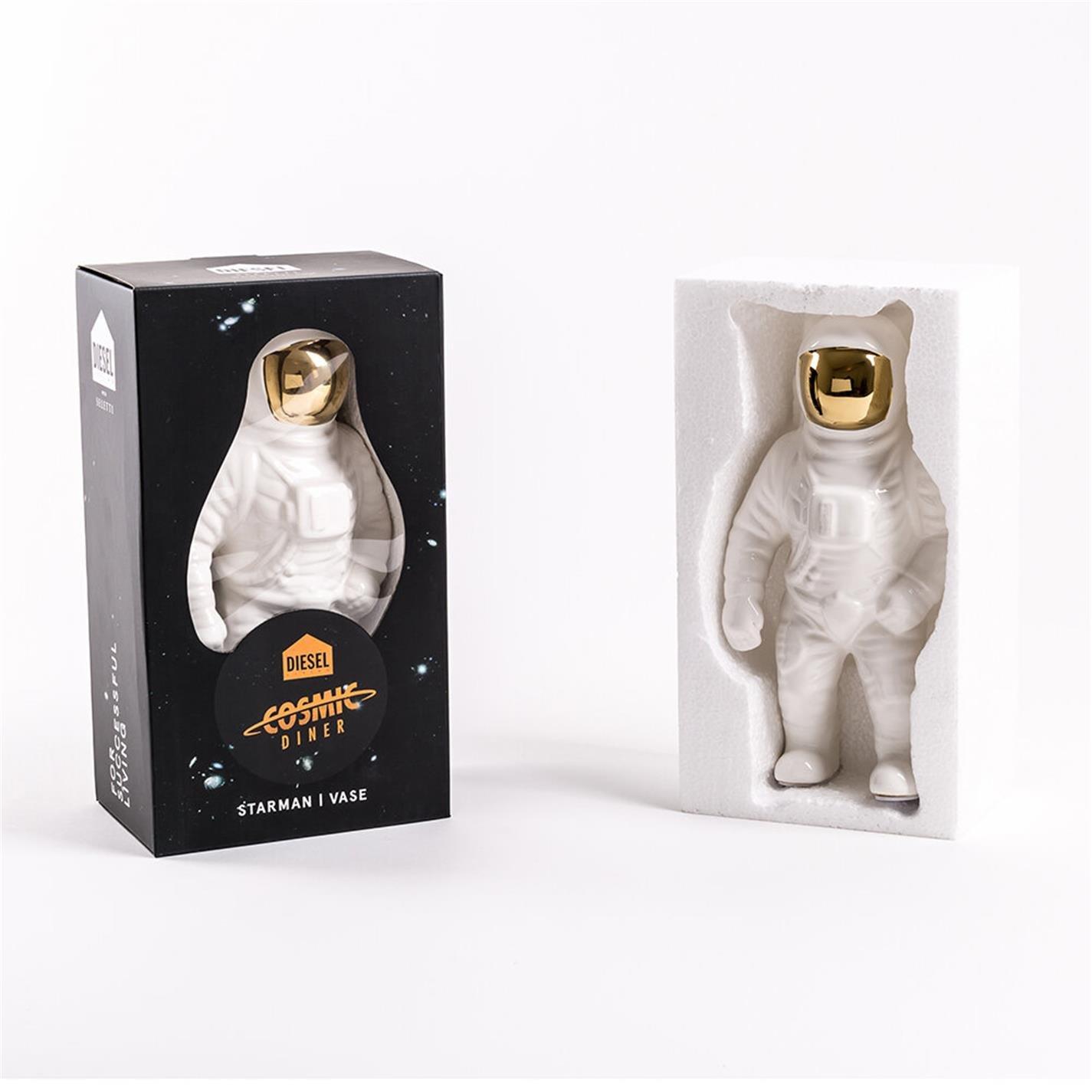 White/Gold - Diesel Living with Seletti - Cosmic Porcelain Starman Vase - 16