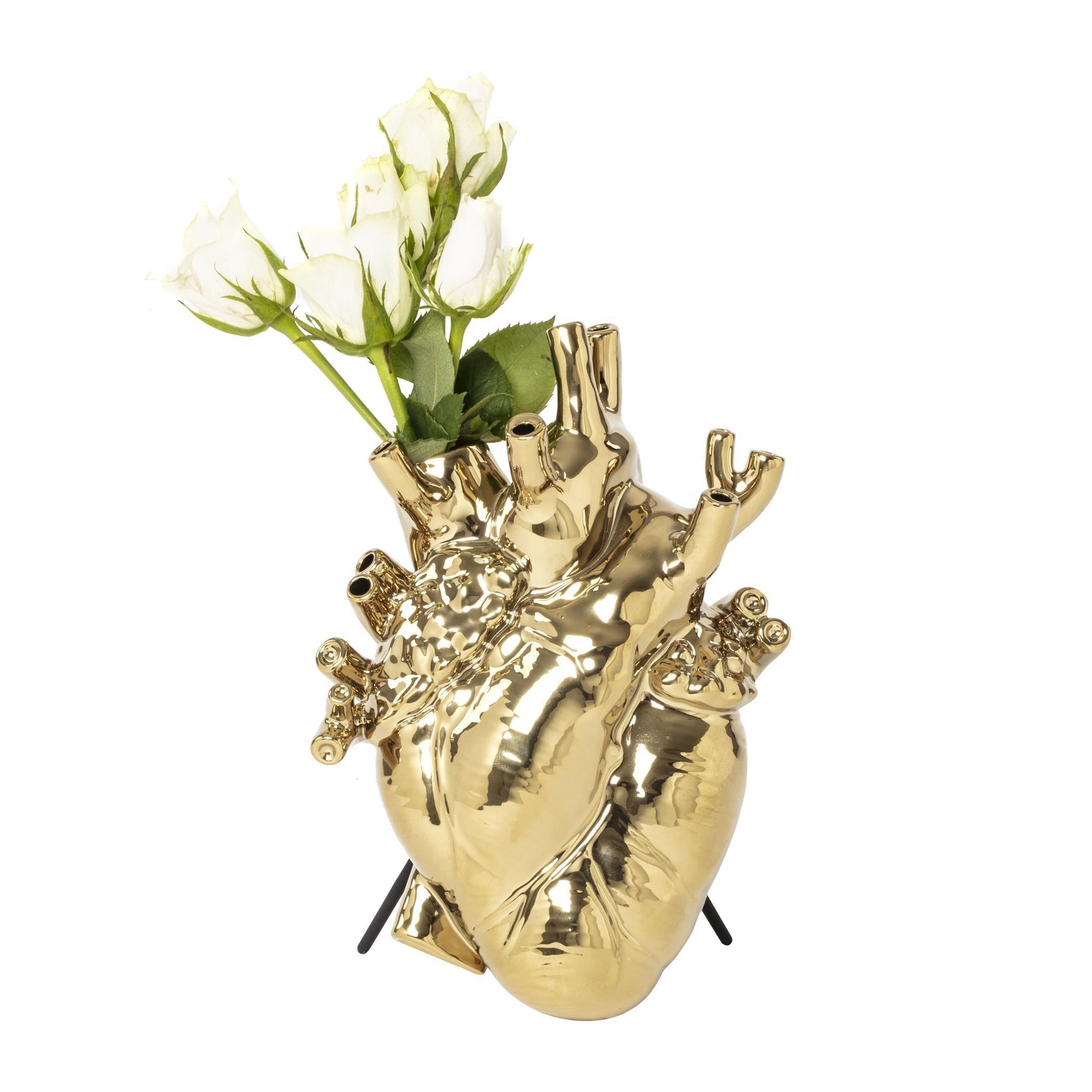 Seletti Marcantonio Love In Bloom Gold Edition Heart Vase