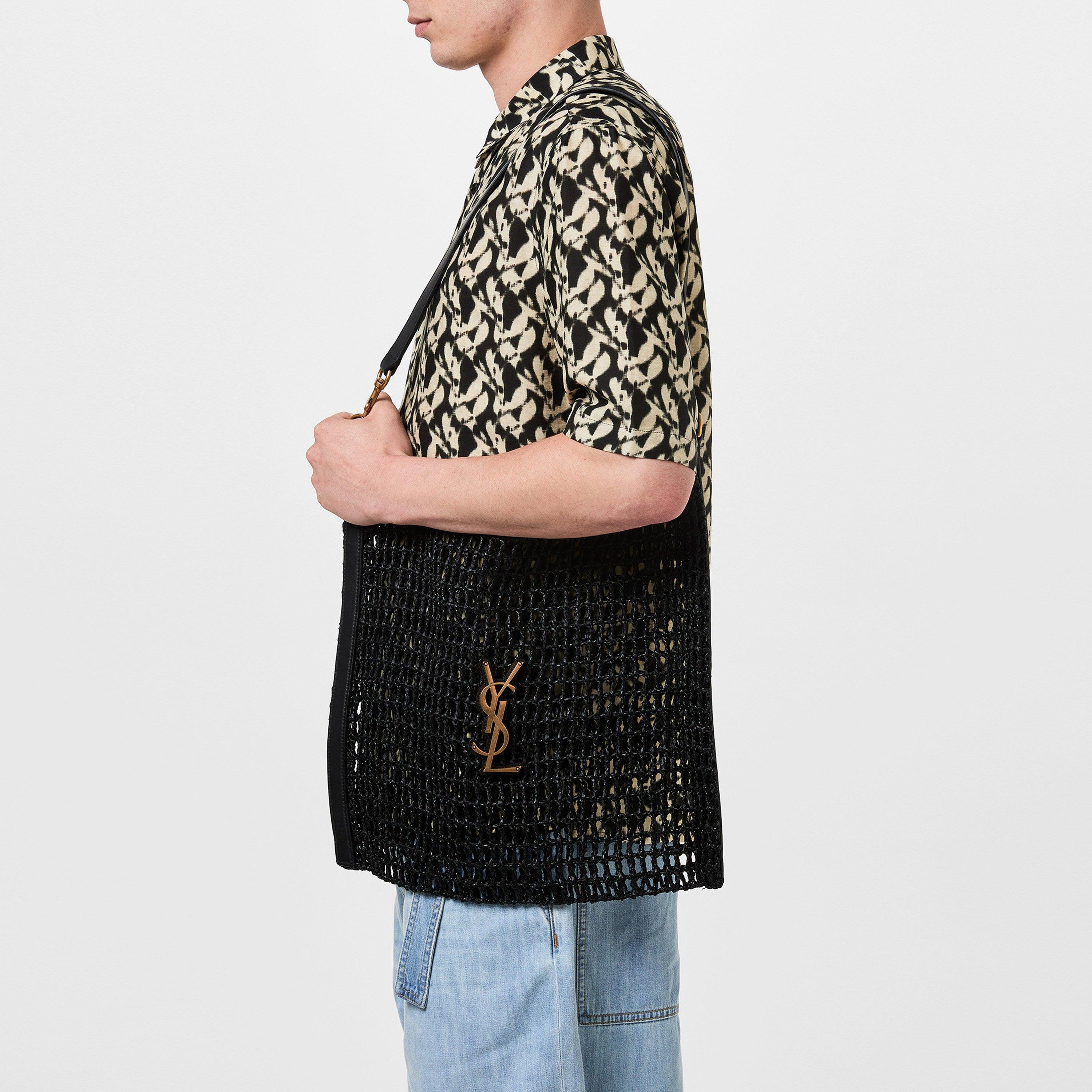 Black/Gold - Saint Laurent - Oxalis Raffia Tote Bag - 2