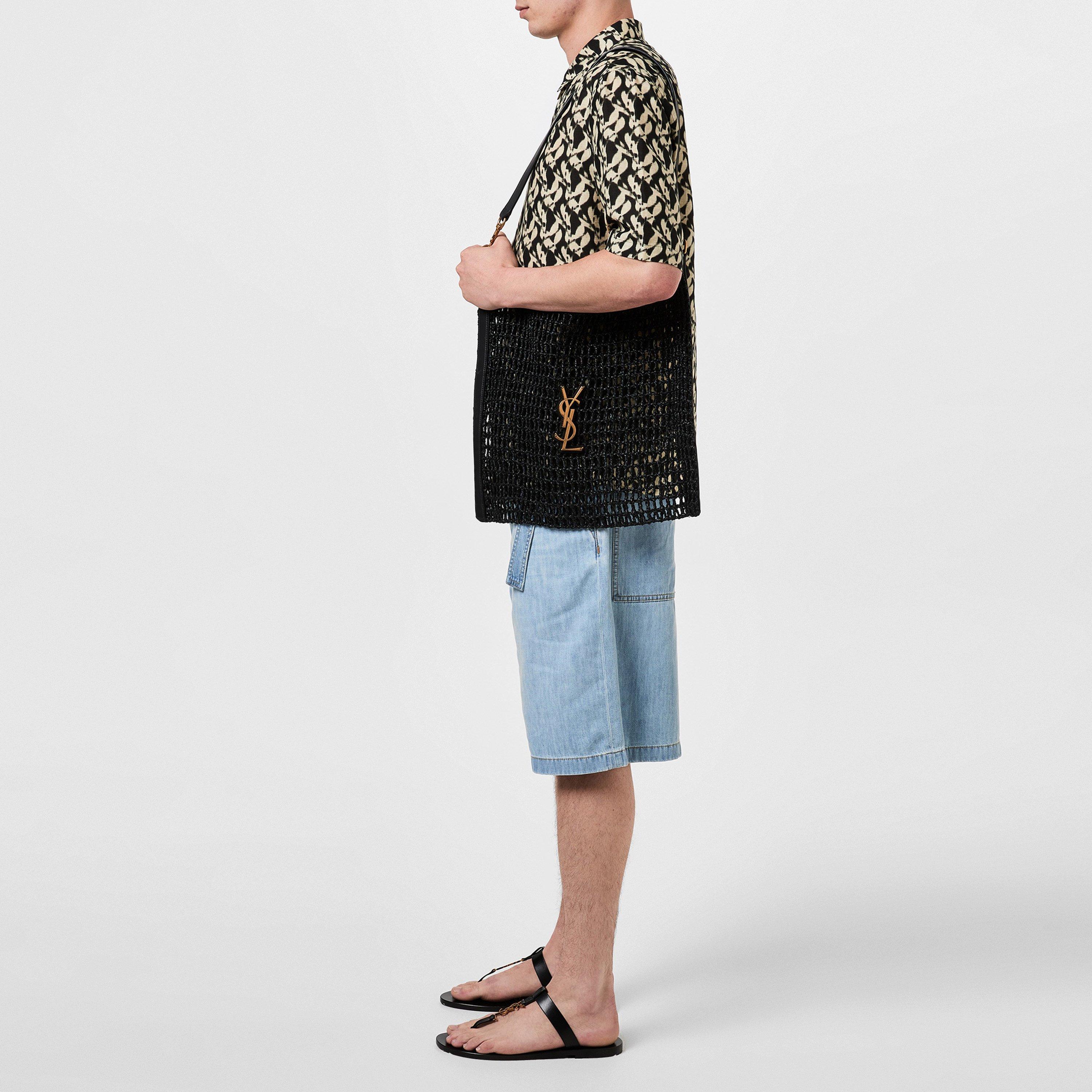 Black/Gold - Saint Laurent - Oxalis Raffia Tote Bag - 6