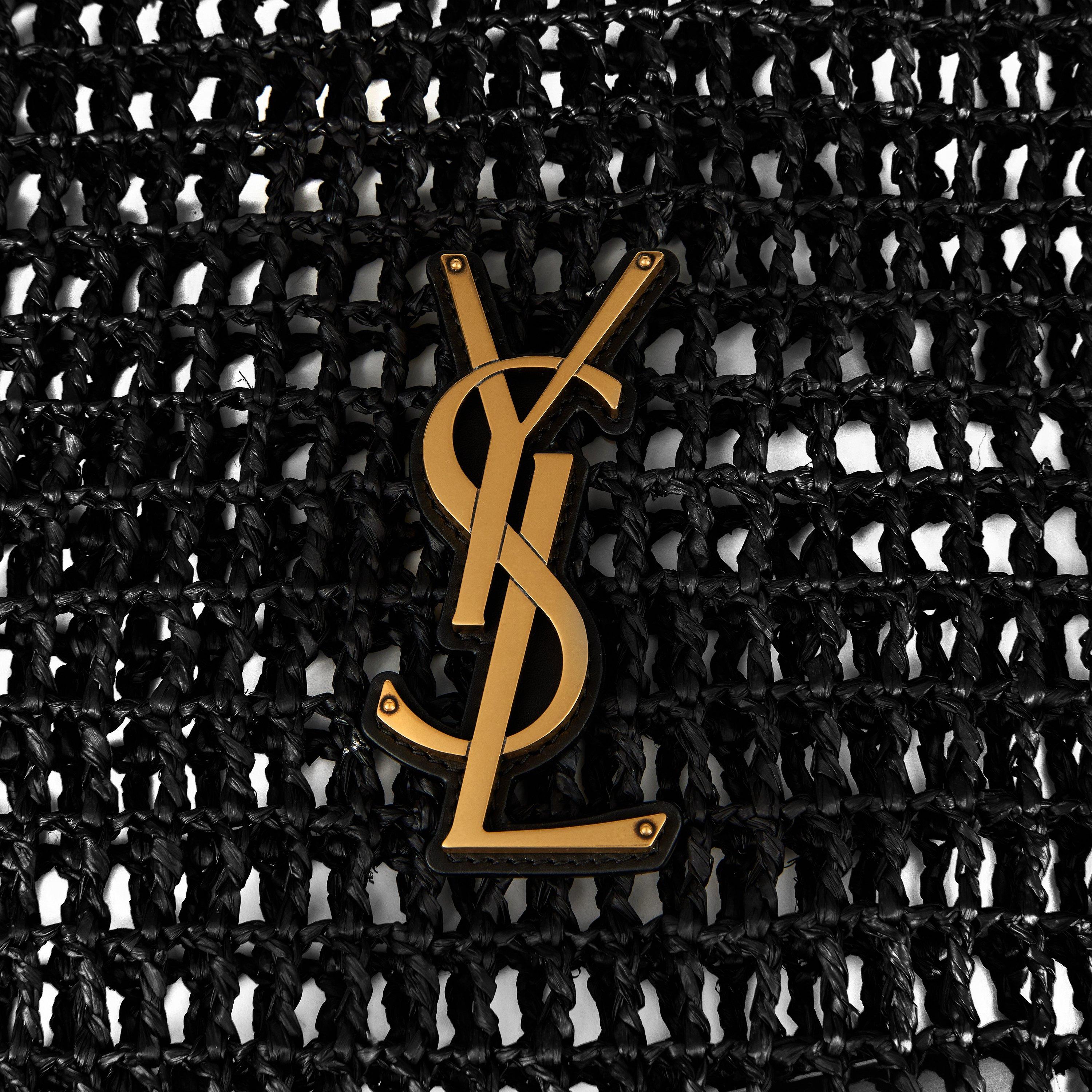 Black/Gold - Saint Laurent - Oxalis Raffia Tote Bag - 8