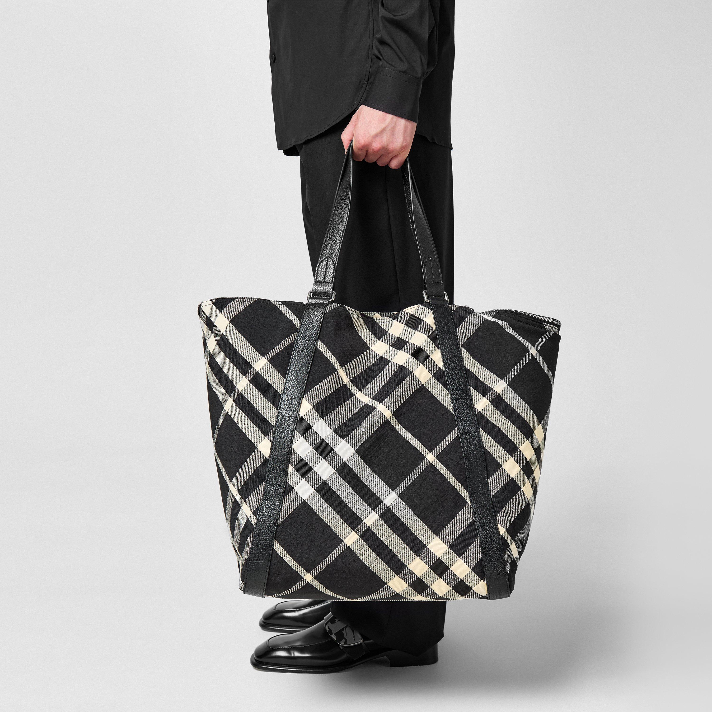 Black/Calico - Burberry - Large Check Tote Bag - 2