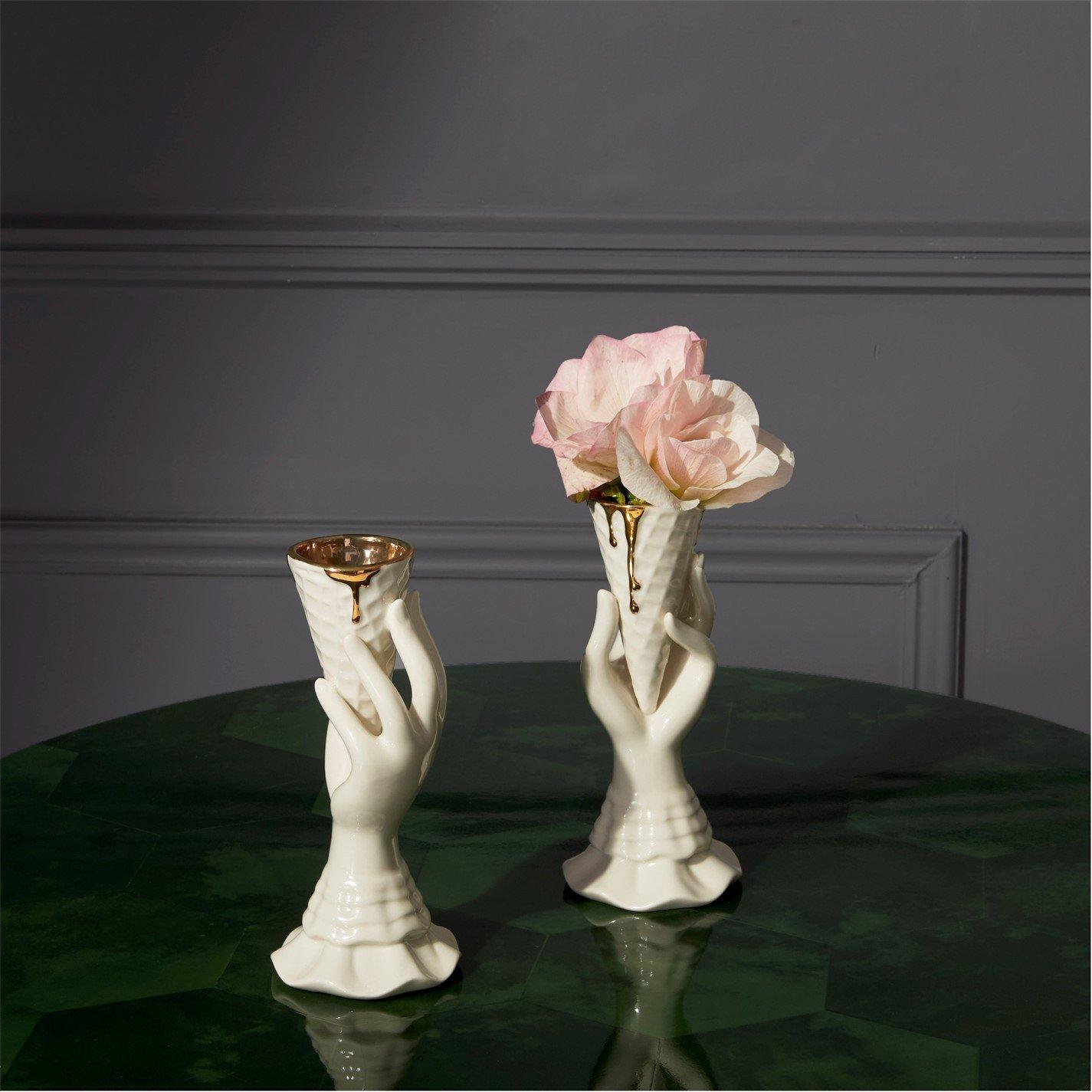 White - Jonathan Adler - Gilded Muse I-Scream Vase - 2