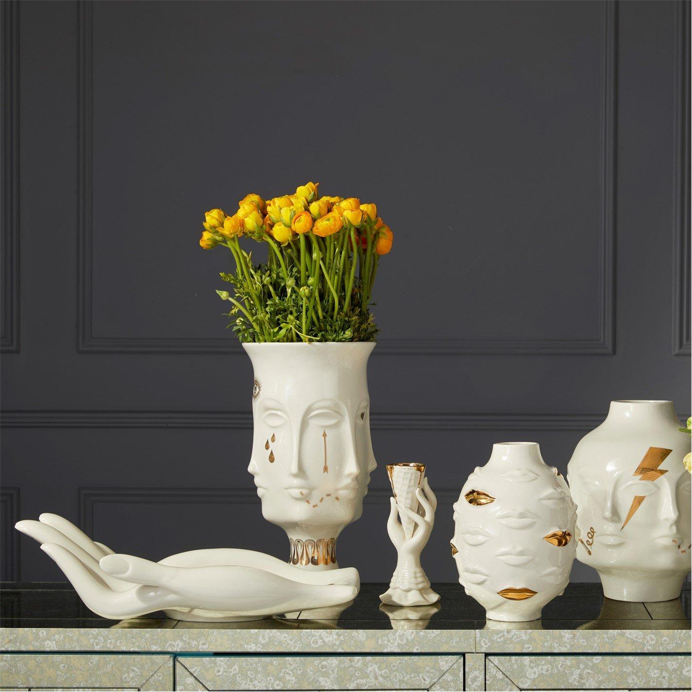 White - Jonathan Adler - Gilded Muse I-Scream Vase - 4