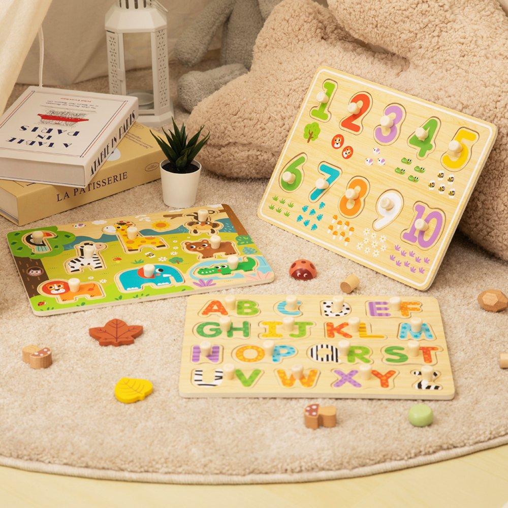 Multi - Tooky Toy - 3PCS Wooden Safari Puzzle - 2