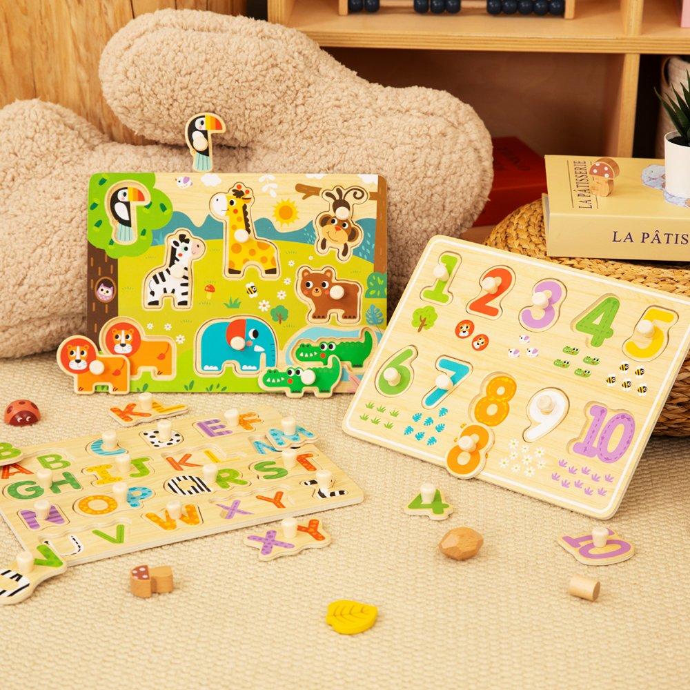 Multi - Tooky Toy - 3PCS Wooden Safari Puzzle - 3